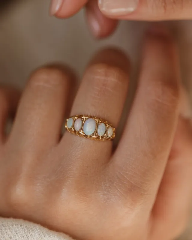 Gwyneth 1919 Antique 18ct Gold Opal Five Stone Ring sold by Rock n Rose