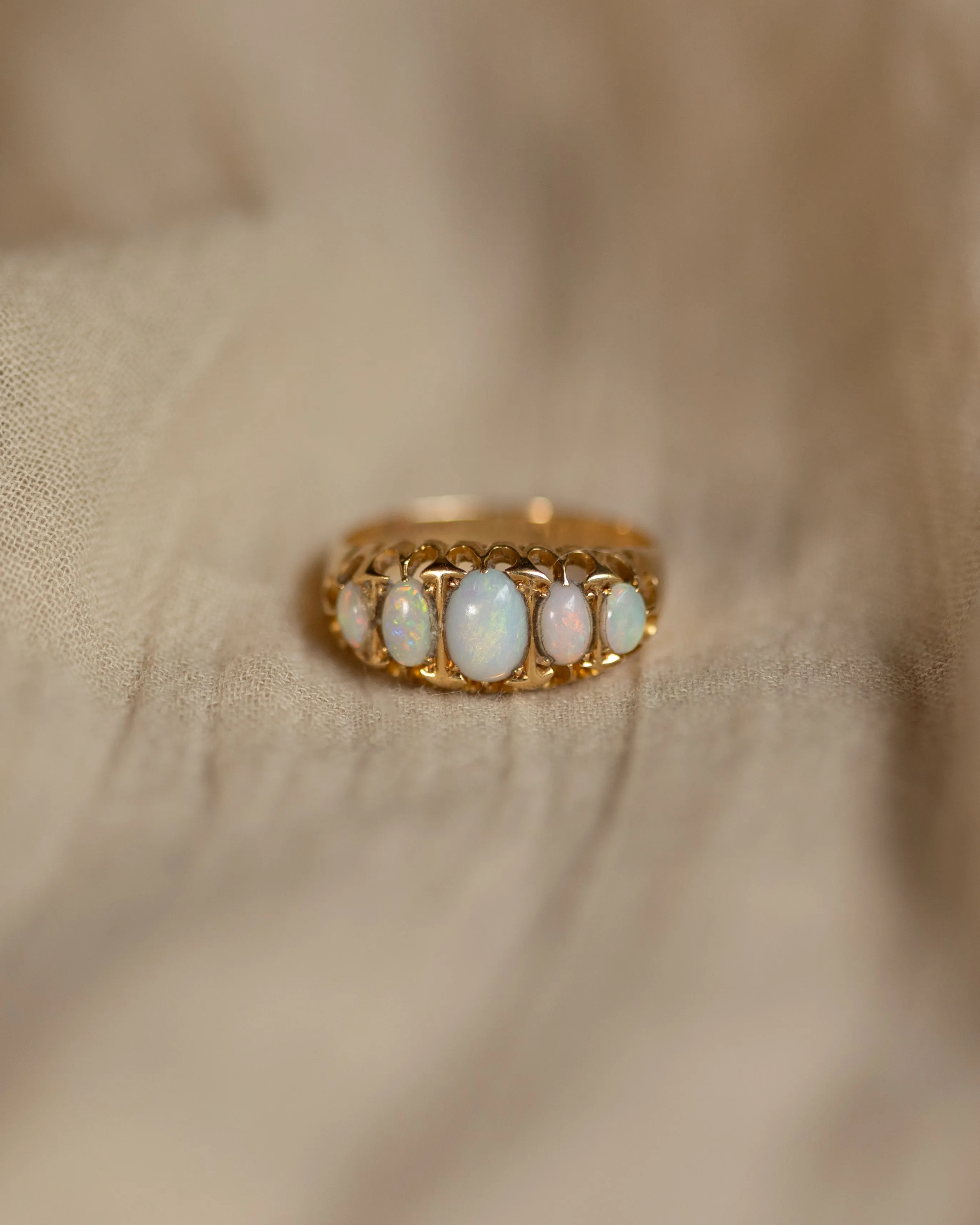 Gwyneth 1919 Antique 18ct Gold Opal Five Stone Ring sold by Rock n Rose product image thumbnail 3