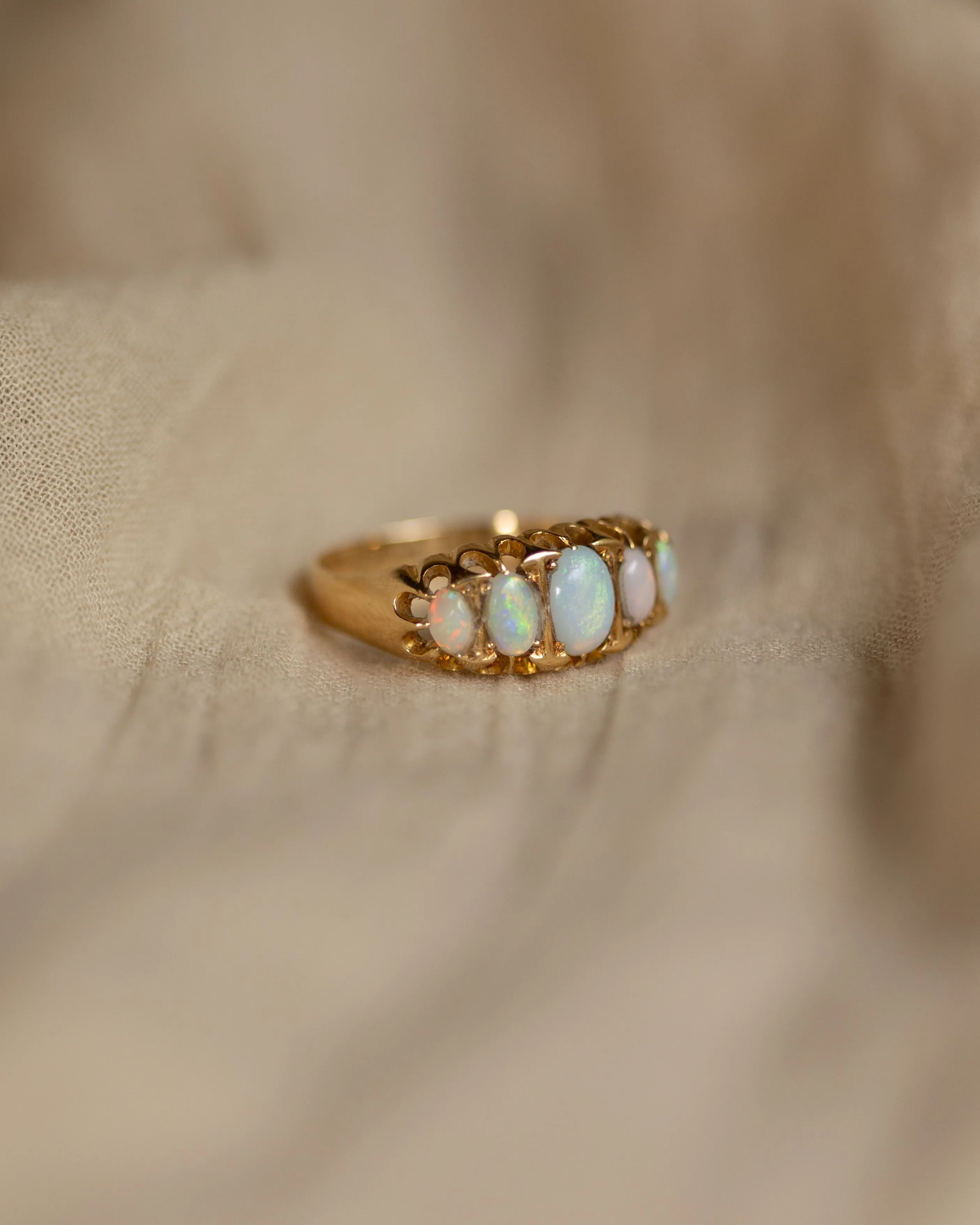 Gwyneth 1919 Antique 18ct Gold Opal Five Stone Ring sold by Rock n Rose product image thumbnail 4