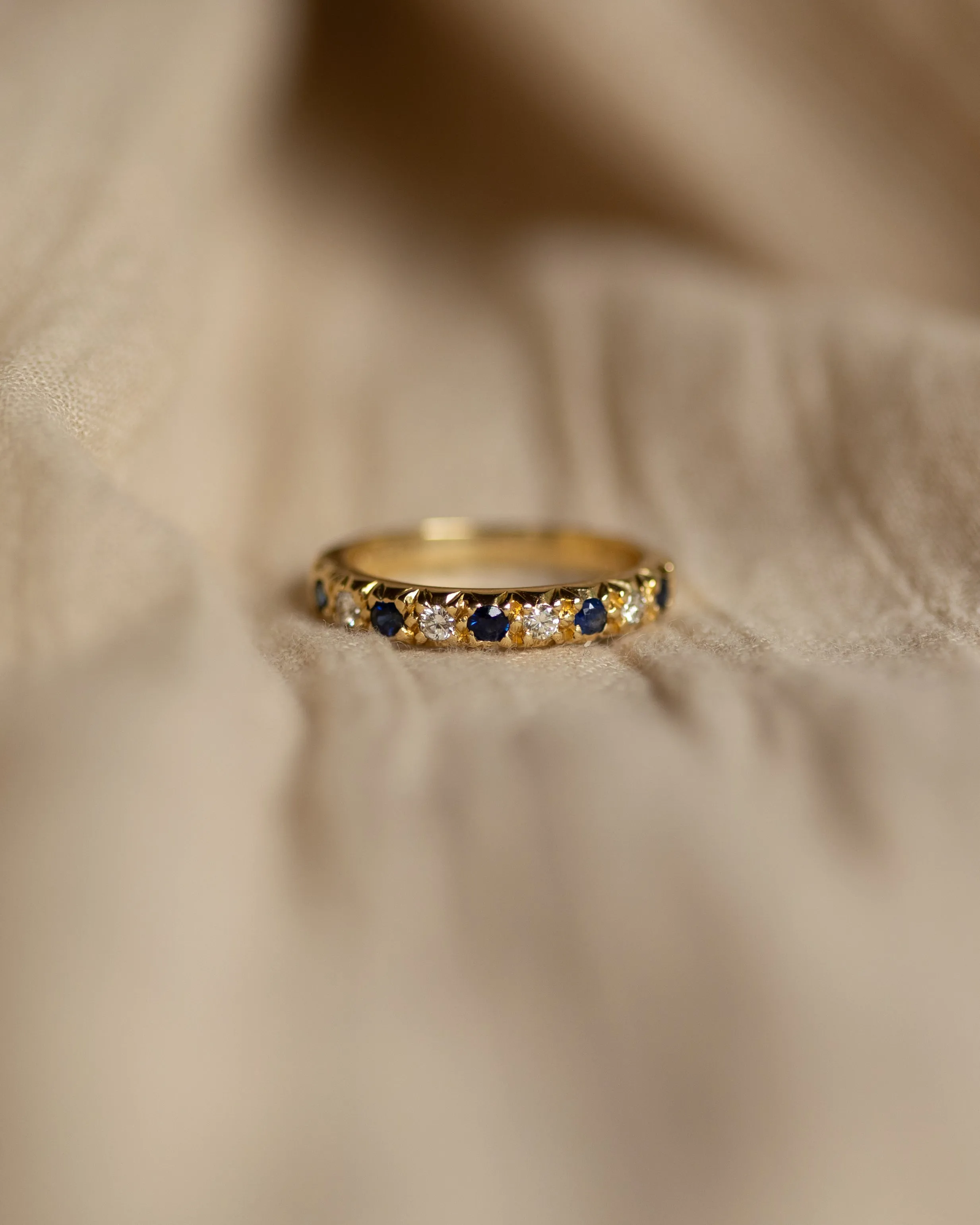 Alfreda 1969 Vintage 18ct Gold Sapphire & Diamond Half Eternity Ring sold by Rock n Rose product image thumbnail 2