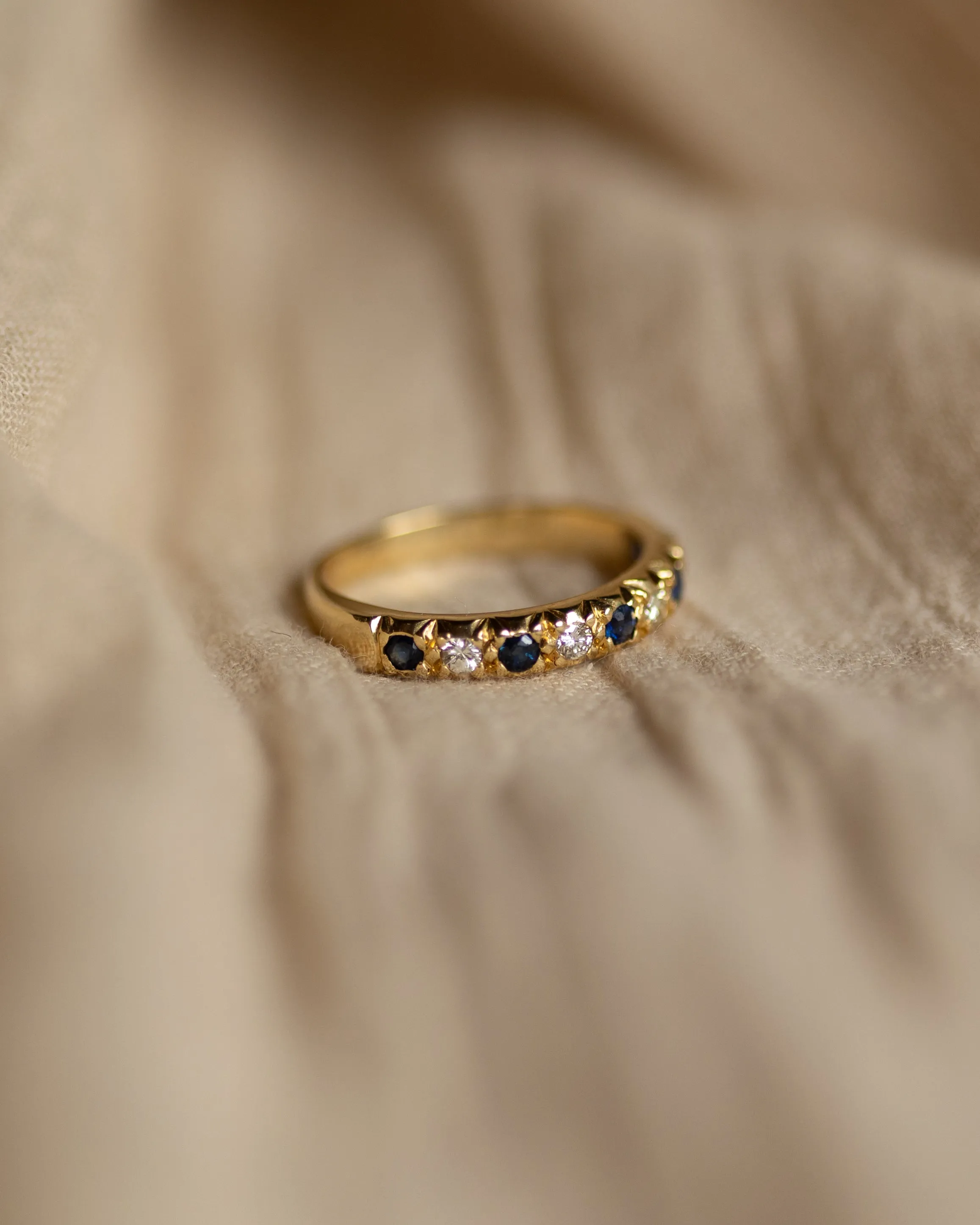 Alfreda 1969 Vintage 18ct Gold Sapphire & Diamond Half Eternity Ring sold by Rock n Rose product image thumbnail 3