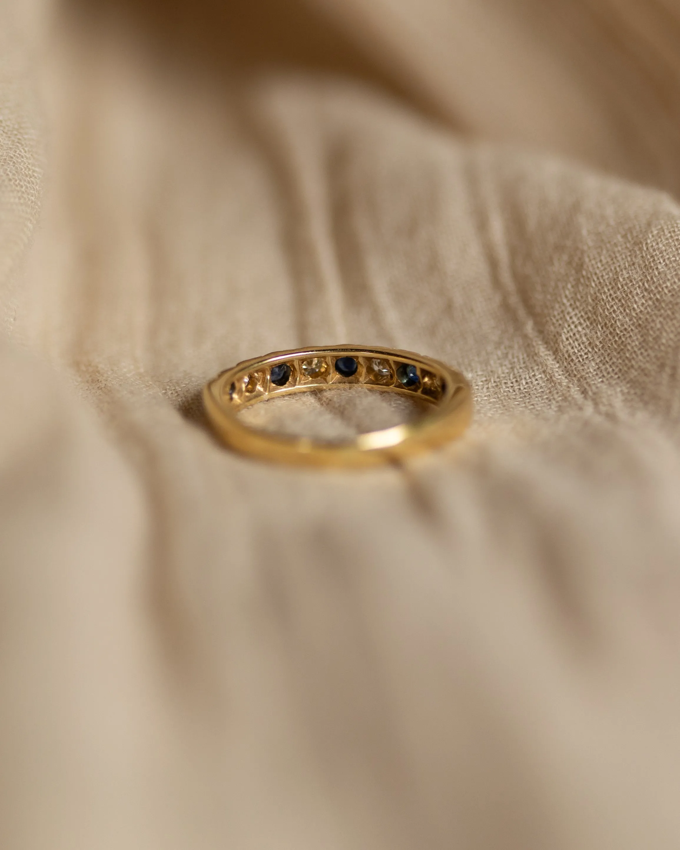 Alfreda 1969 Vintage 18ct Gold Sapphire & Diamond Half Eternity Ring sold by Rock n Rose product image thumbnail 4