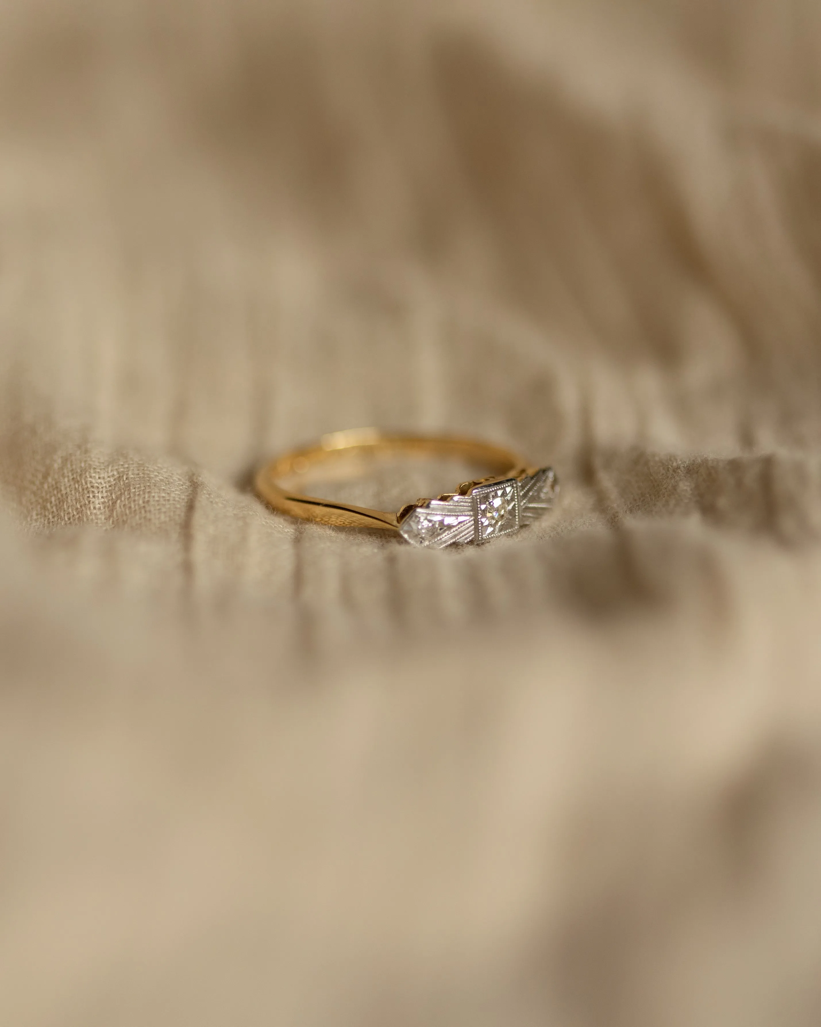 Marcia Vintage Art Deco 18ct Gold Diamond Trilogy Ring sold by Rock n Rose product image thumbnail 4