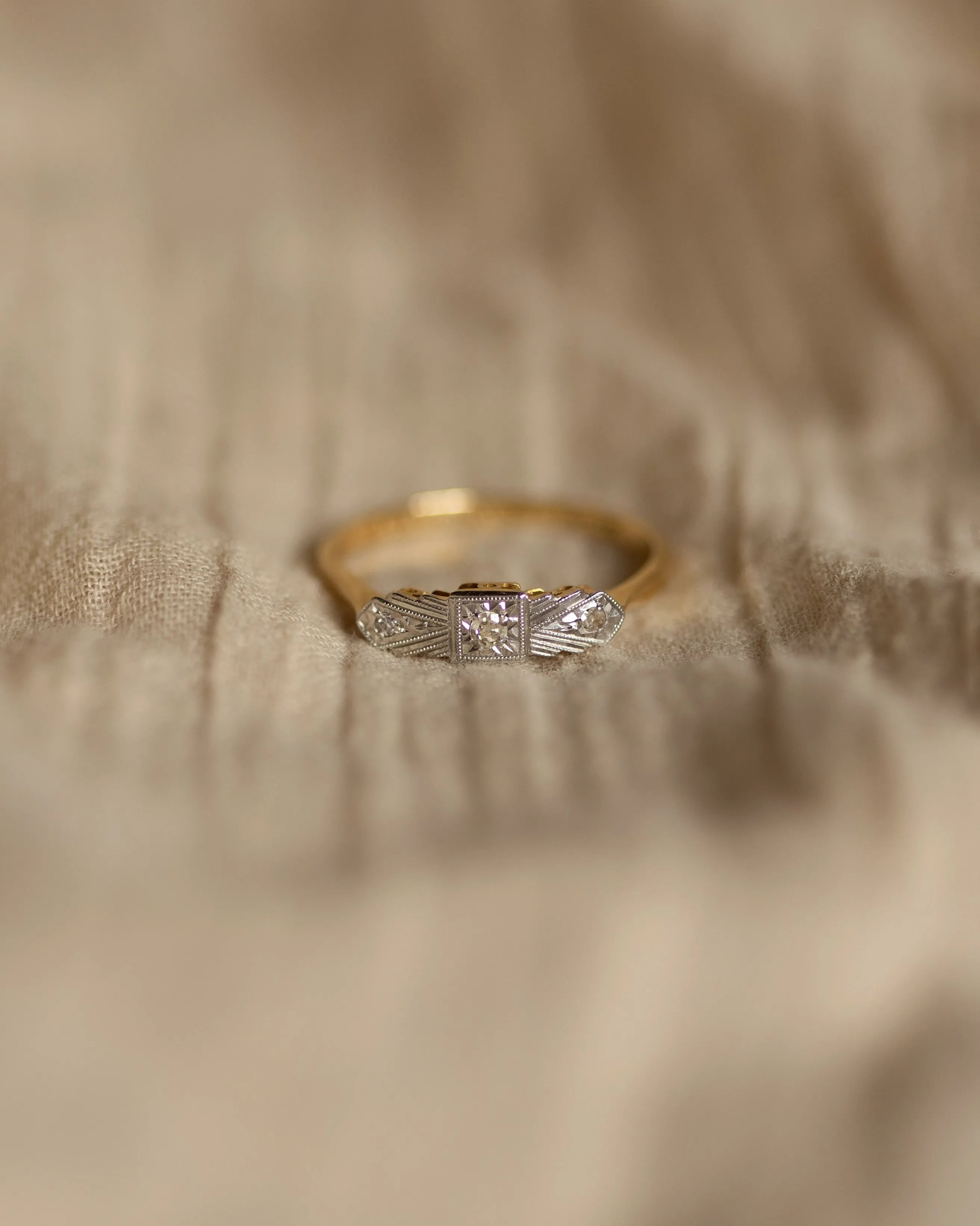 Marcia Vintage Art Deco 18ct Gold Diamond Trilogy Ring sold by Rock n Rose product image thumbnail 3