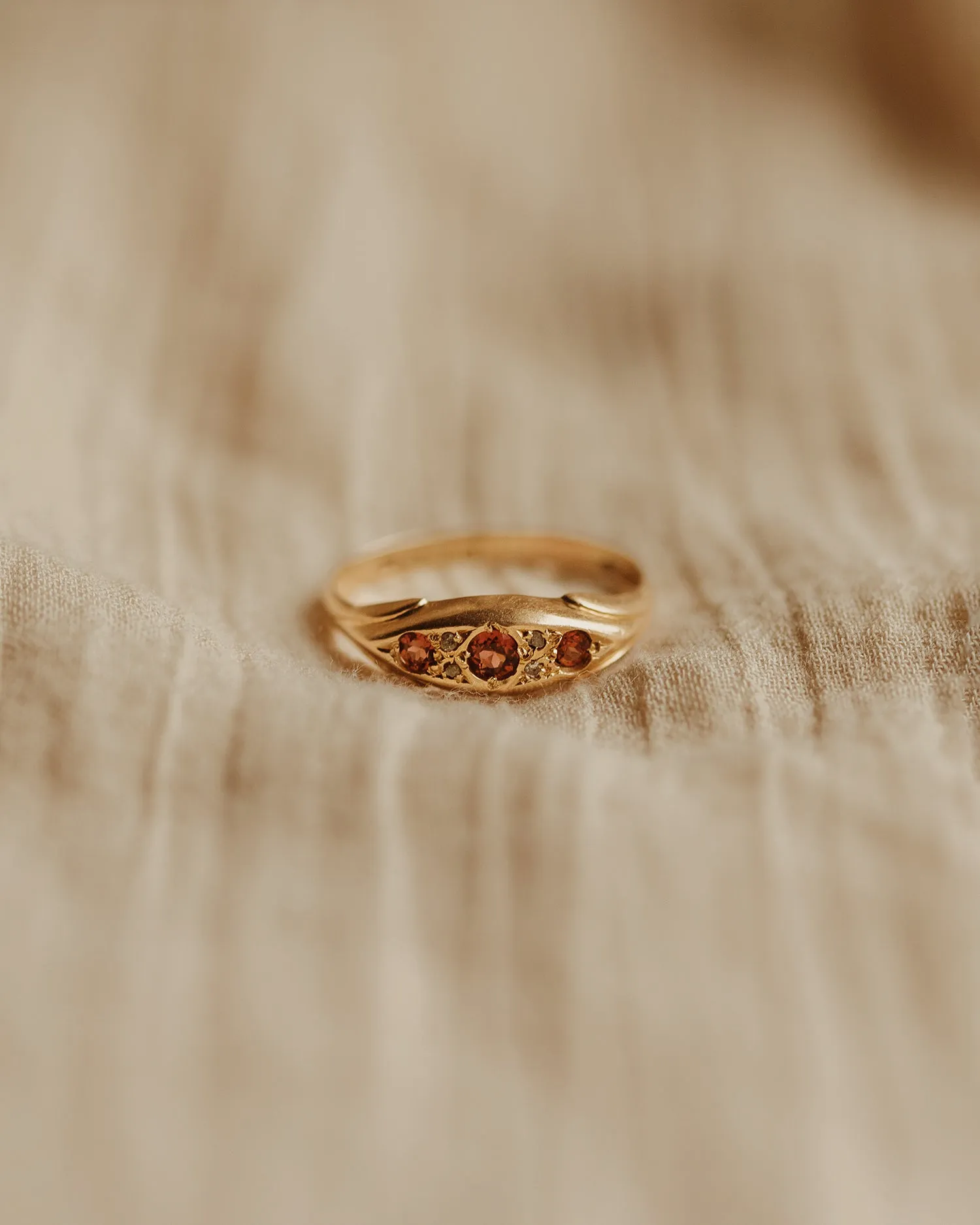 Greta 1918 18ct Gold Ruby & Diamond Ring sold by Rock n Rose