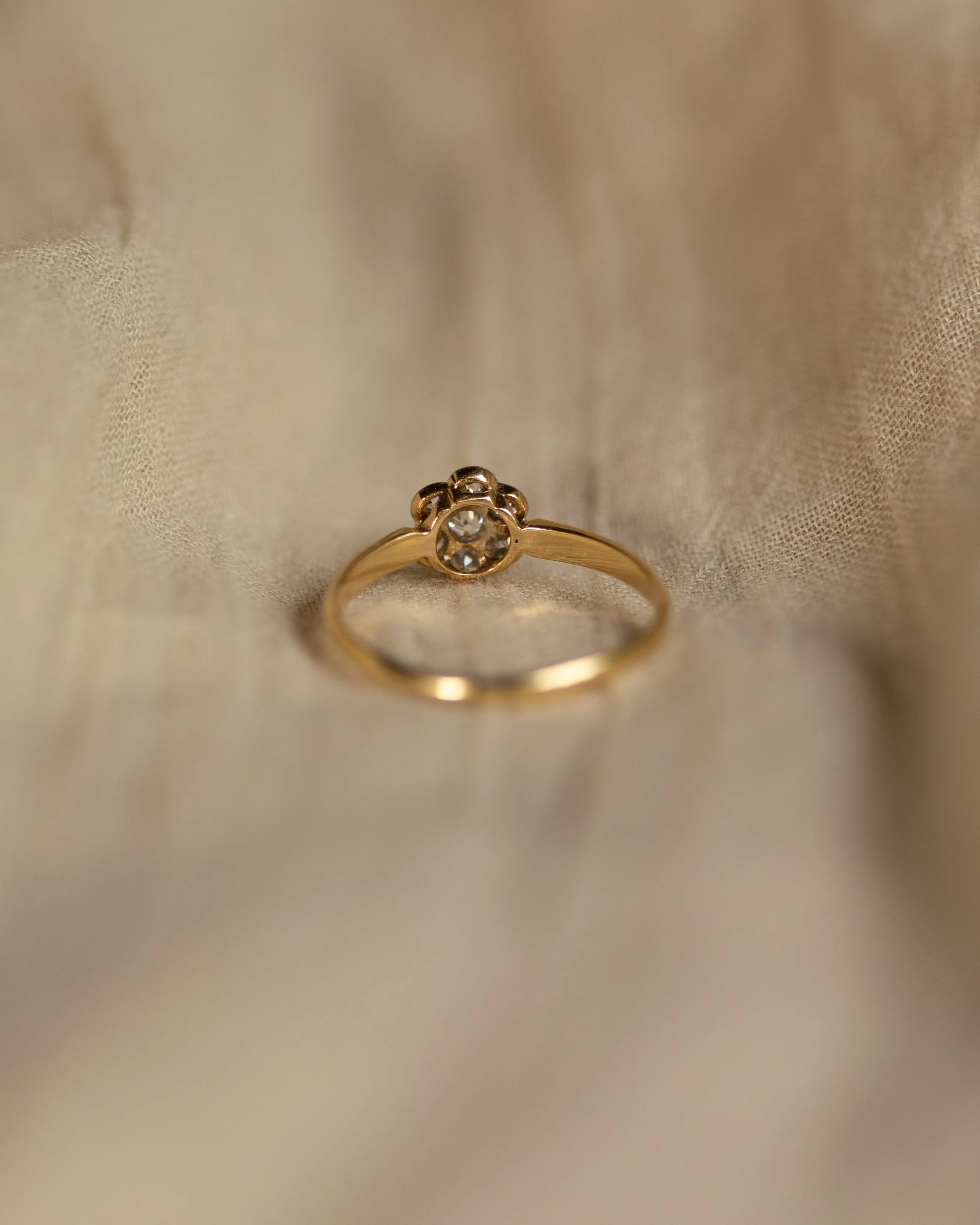 Leonora Antique 18ct Gold Diamond Daisy Cluster Ring sold by Rock n Rose product image thumbnail 5