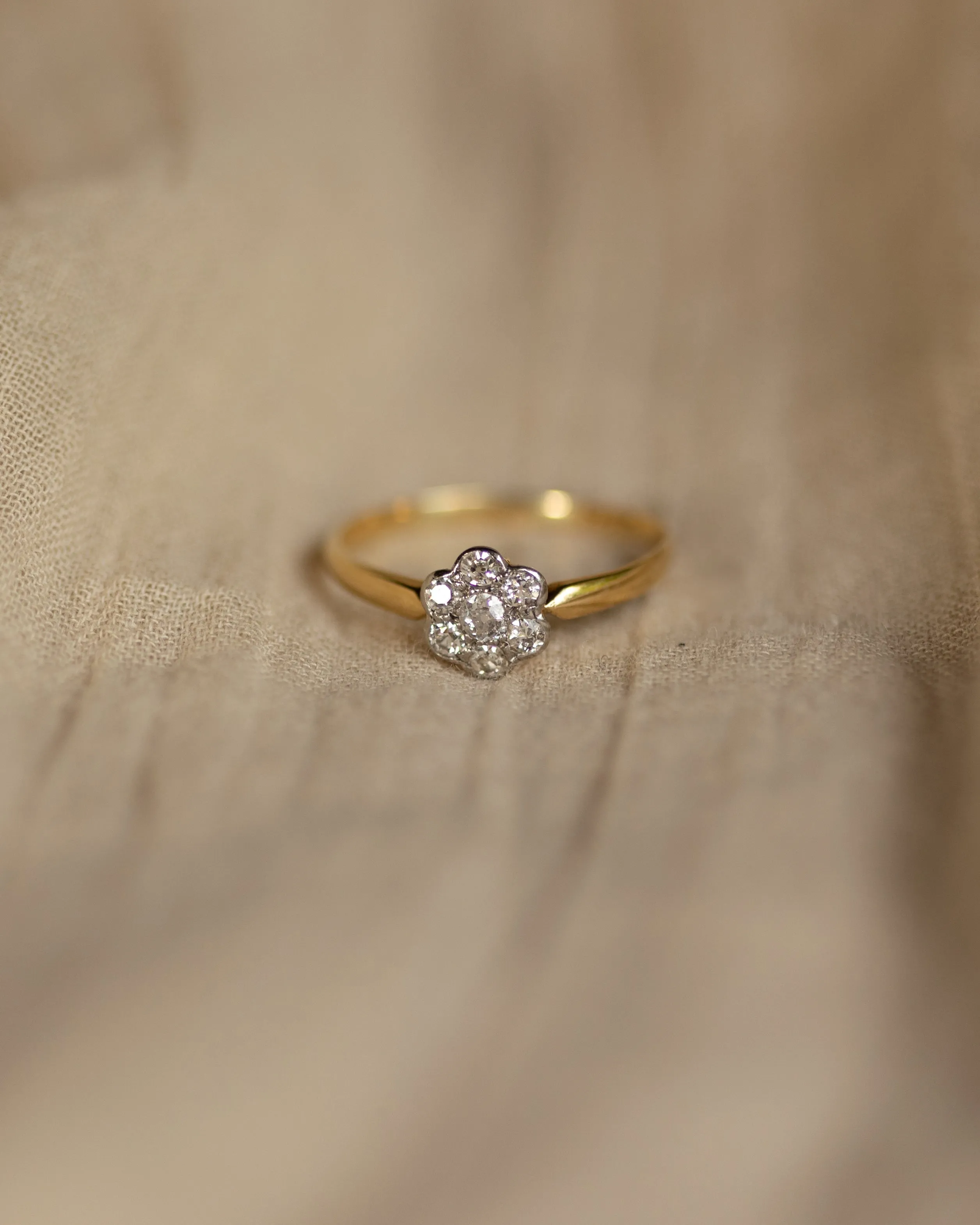 Leonora Antique 18ct Gold Diamond Daisy Cluster Ring sold by Rock n Rose product image thumbnail 3