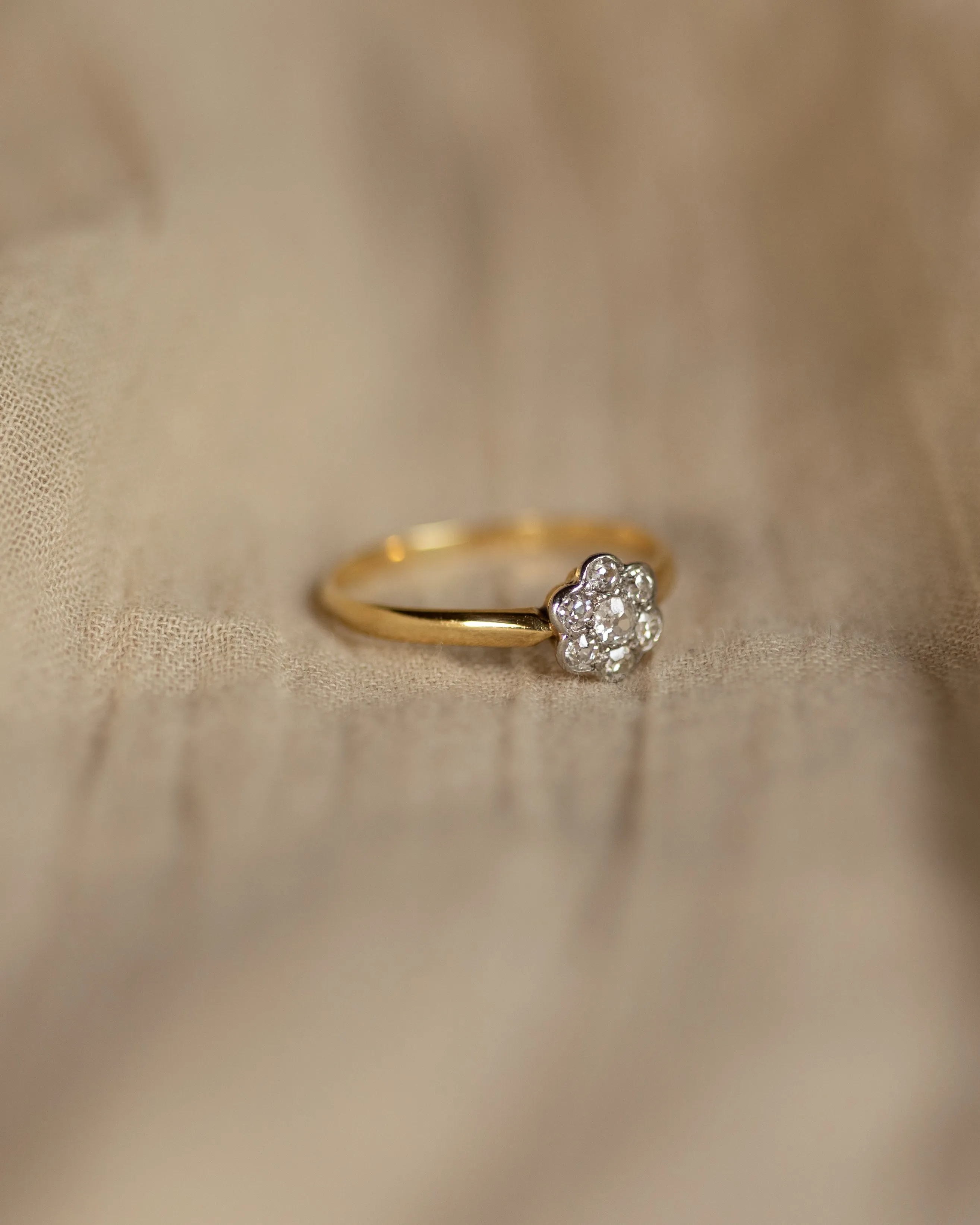 Leonora Antique 18ct Gold Diamond Daisy Cluster Ring sold by Rock n Rose product image thumbnail 4