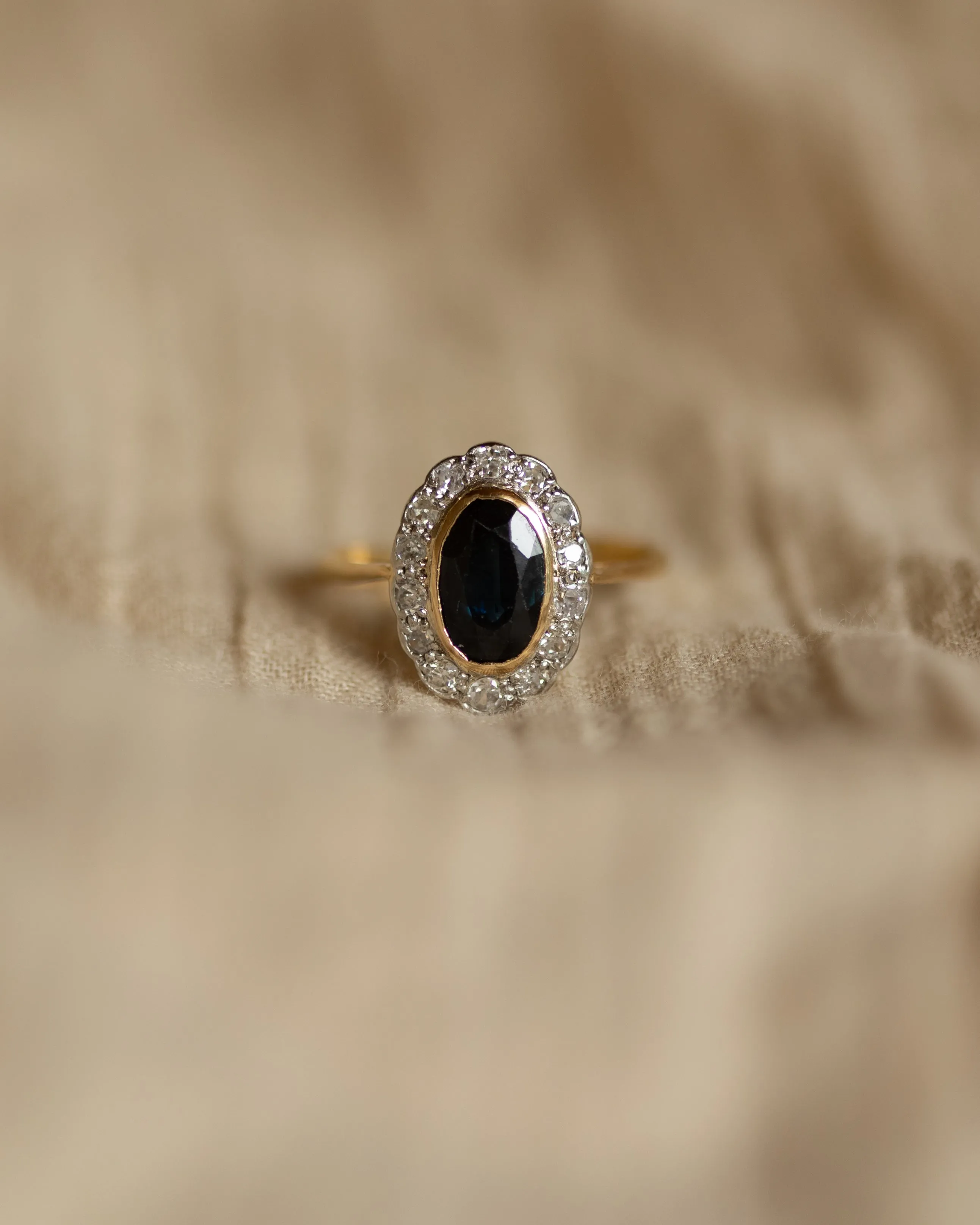 Elfrida Antique 18ct Gold Sapphire & Diamond Cluster Ring sold by Rock n Rose product image thumbnail 3