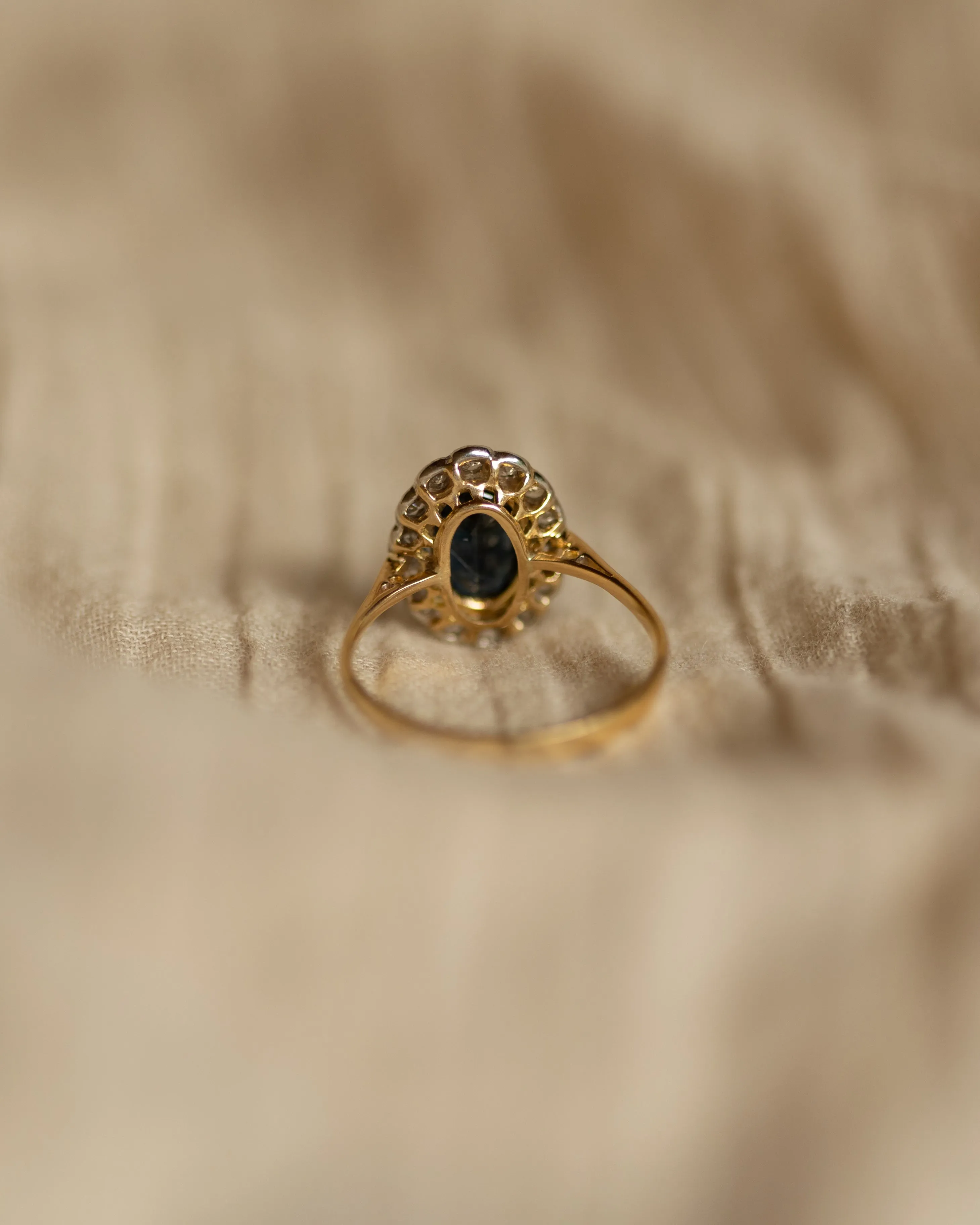 Elfrida Antique 18ct Gold Sapphire & Diamond Cluster Ring sold by Rock n Rose product image thumbnail 5