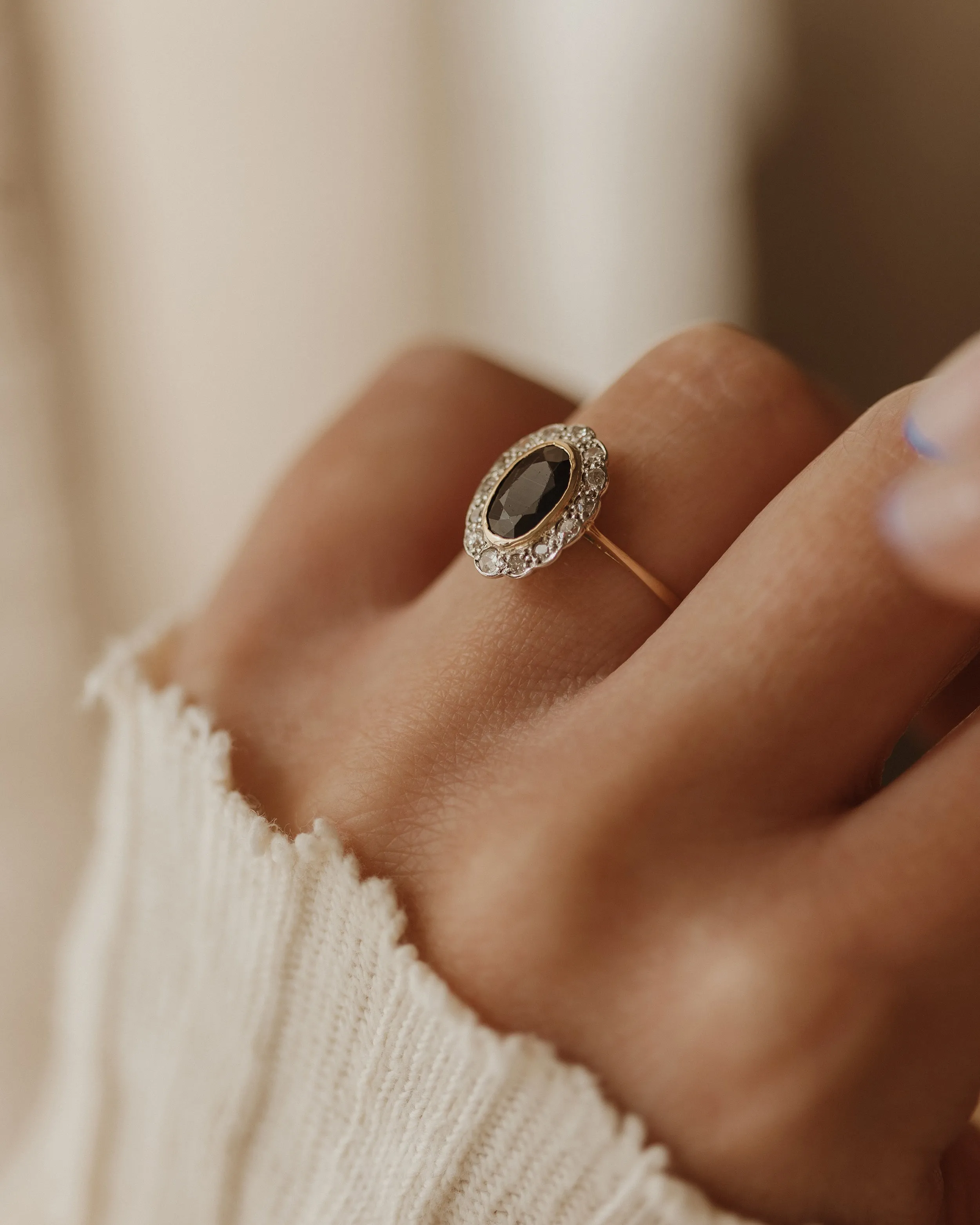 Elfrida Antique 18ct Gold Sapphire & Diamond Cluster Ring sold by Rock n Rose product image thumbnail 2