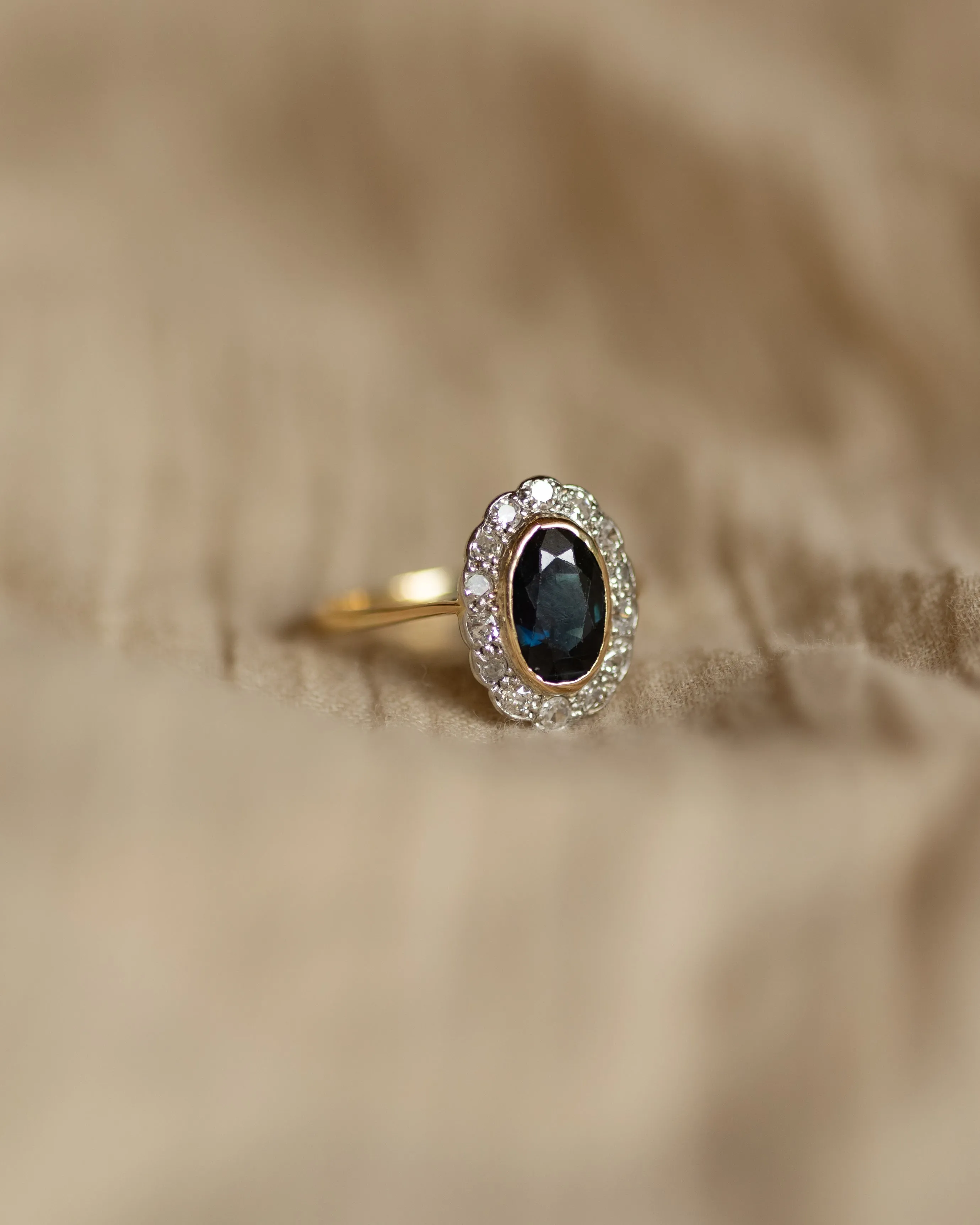 Elfrida Antique 18ct Gold Sapphire & Diamond Cluster Ring sold by Rock n Rose product image thumbnail 4