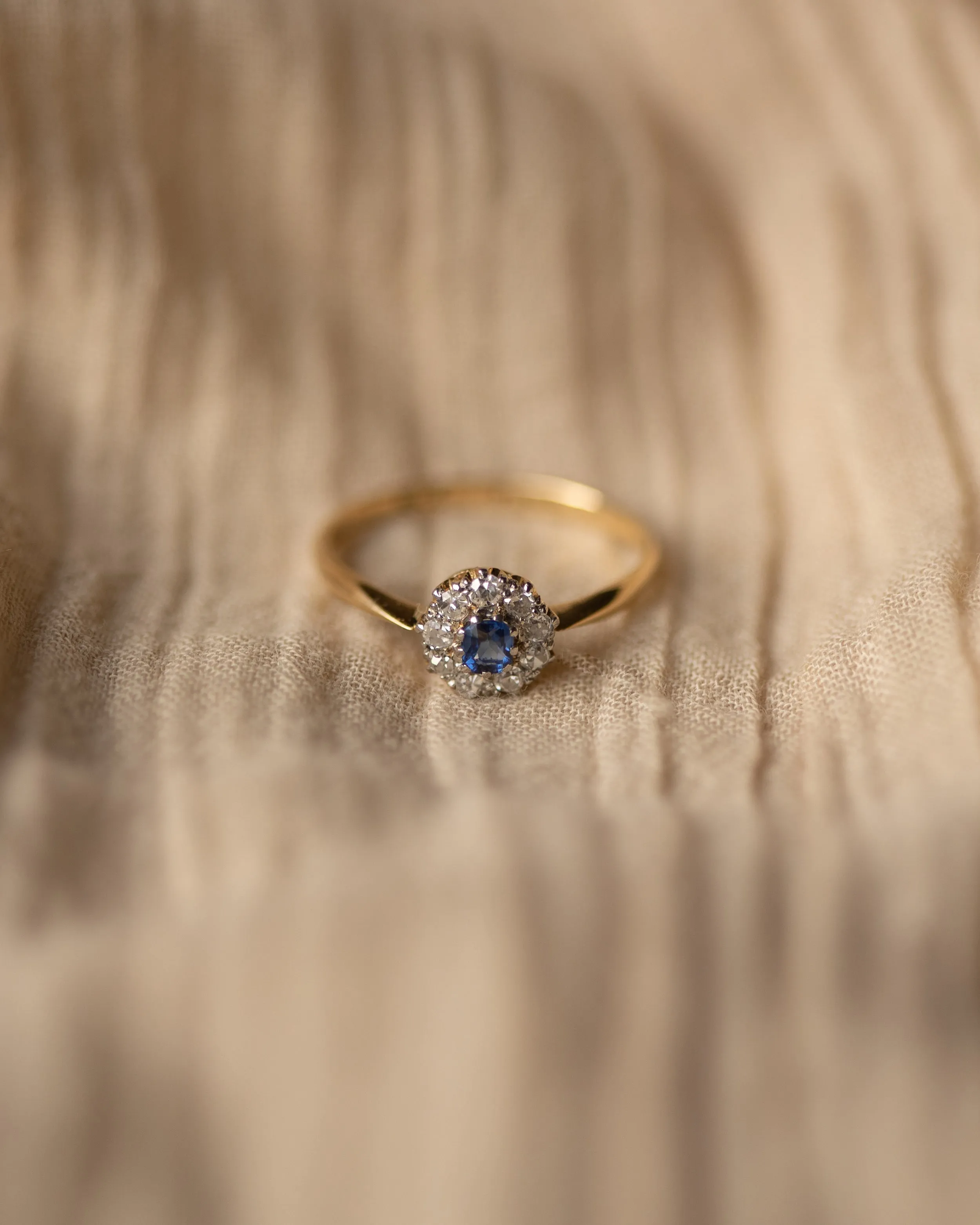 Grace Antique Edwardian 18ct Gold Sapphire & Diamond Cluster Ring sold by Rock n Rose product image thumbnail 3