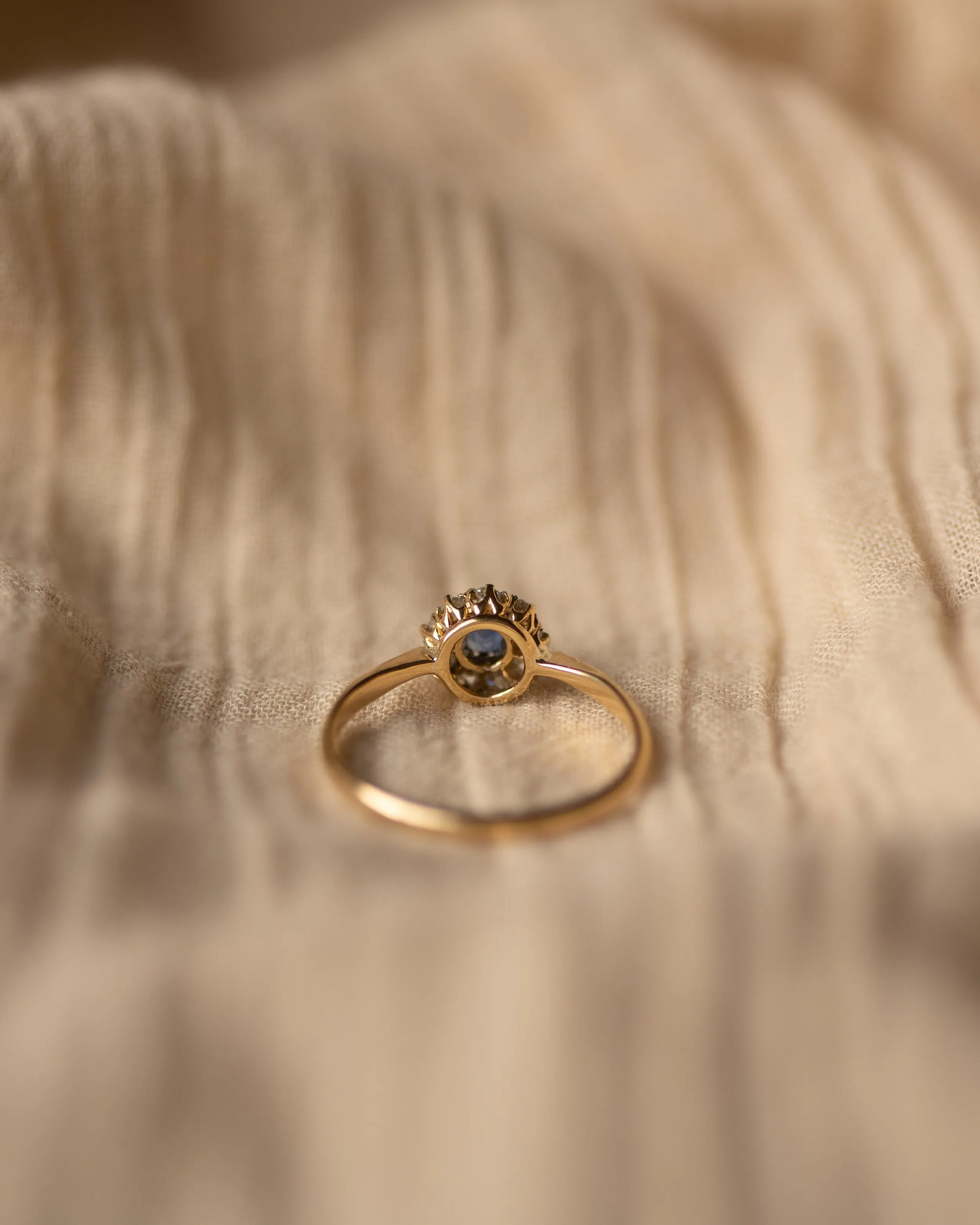 Grace Antique Edwardian 18ct Gold Sapphire & Diamond Cluster Ring sold by Rock n Rose product image thumbnail 5