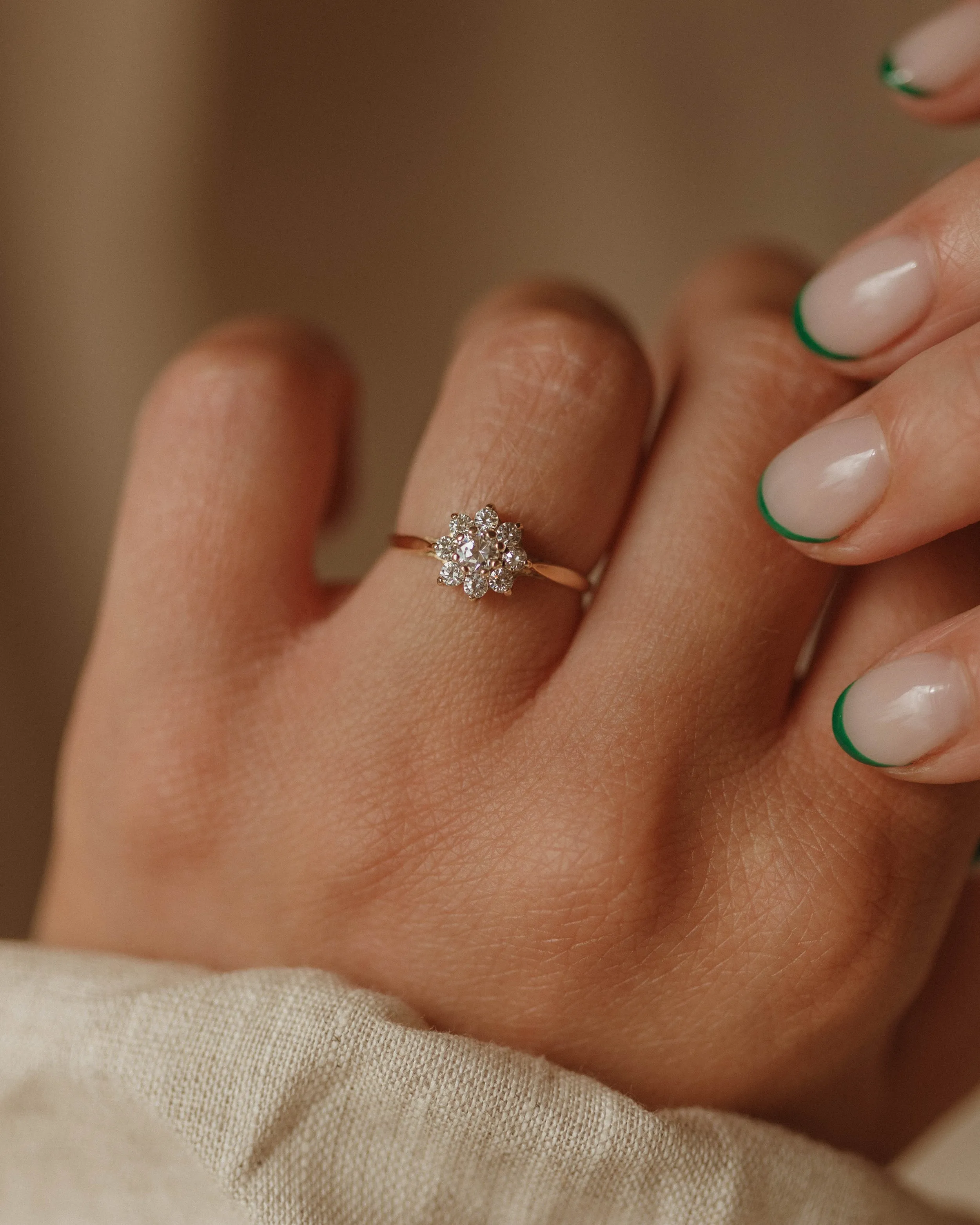 Chrissie 1983 9ct Gold CZ Cluster Ring sold by Rock n Rose