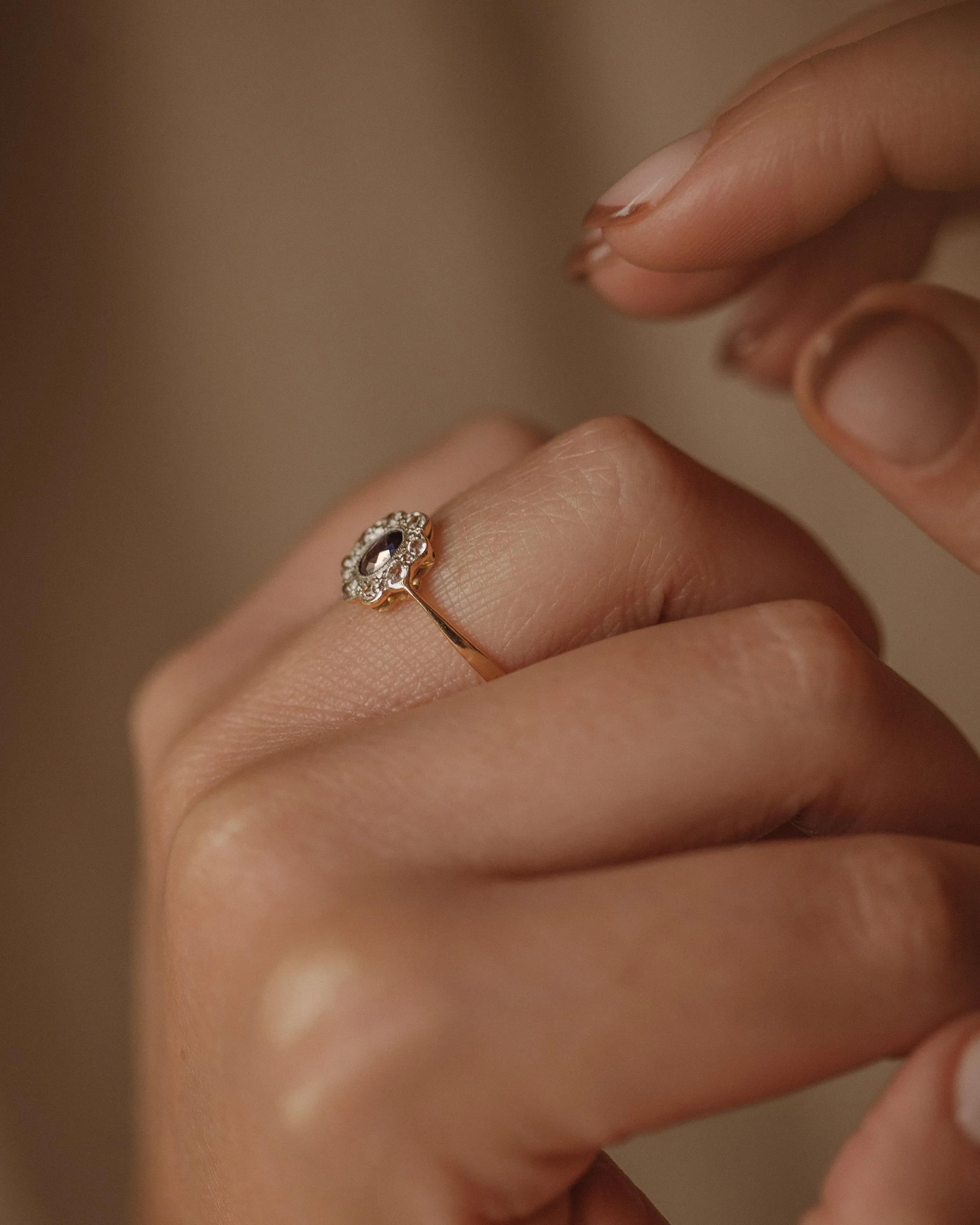 Viola Antique 18ct Gold Paste Flower Cluster Ring sold by Rock n Rose product image thumbnail 2