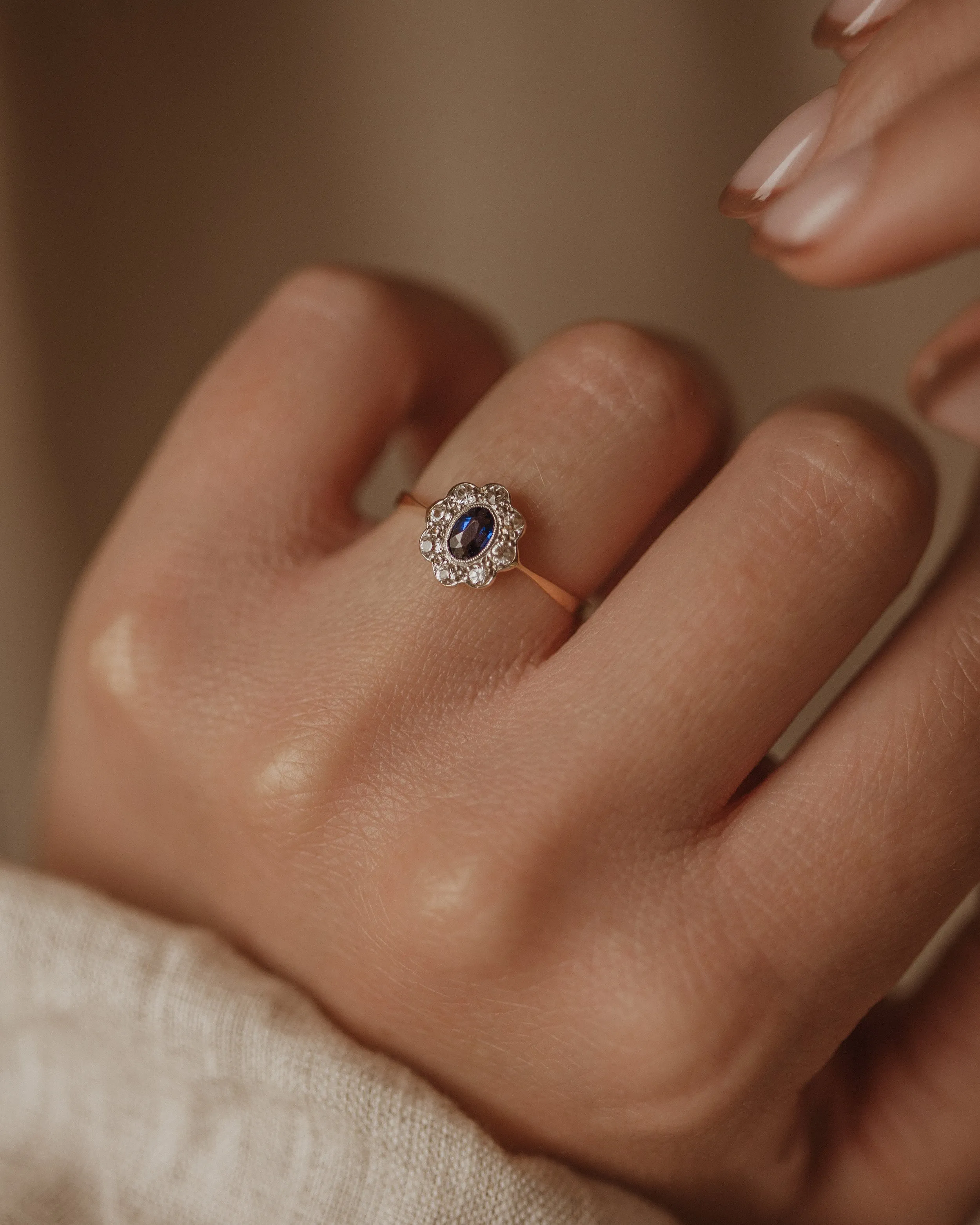 Viola Antique 18ct Gold Paste Flower Cluster Ring sold by Rock n Rose