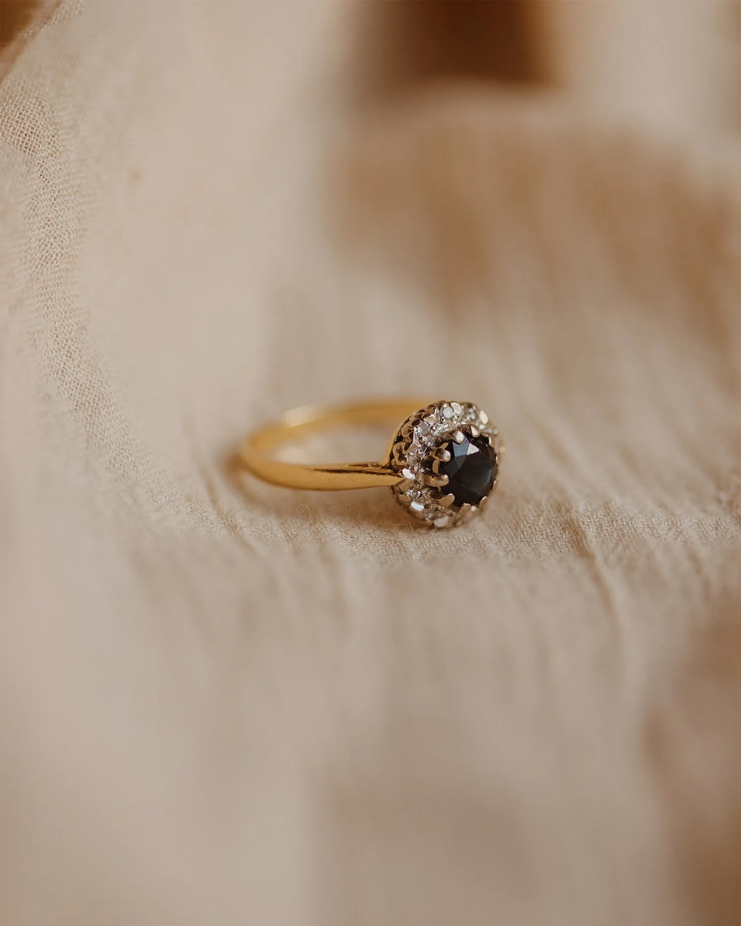 Vivian 18ct Gold Vintage Sapphire & Diamond Ring sold by Rock n Rose product image thumbnail 3