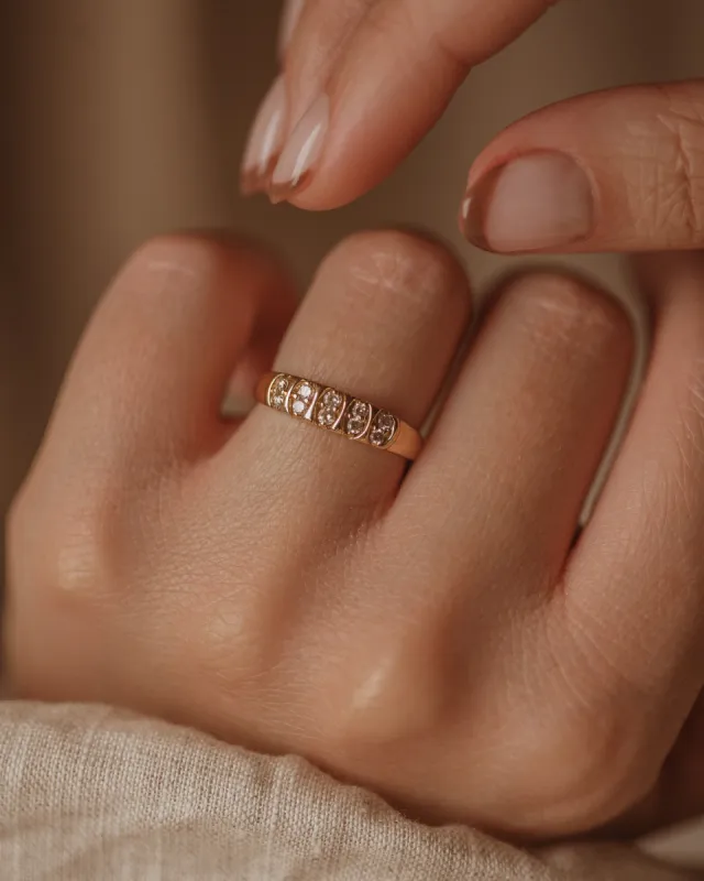 Emmy Vintage 18ct Gold Diamond Two-Row Ring sold by Rock n Rose