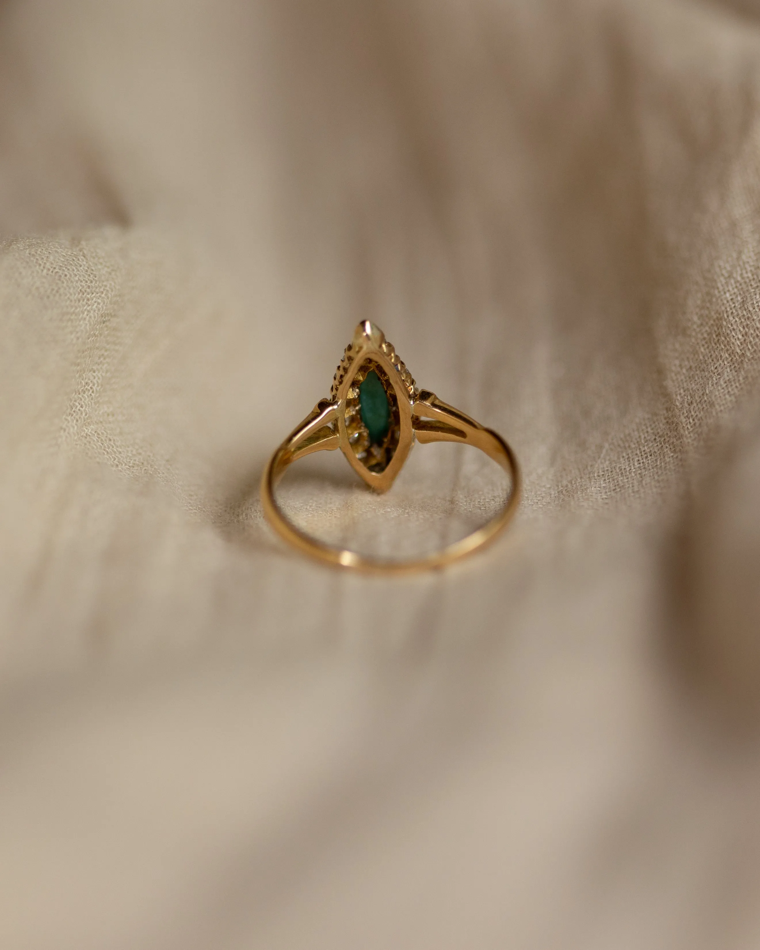 Corrine Antique 18ct Gold Turquoise & Diamond Marquise Cluster Ring sold by Rock n Rose product image thumbnail 5