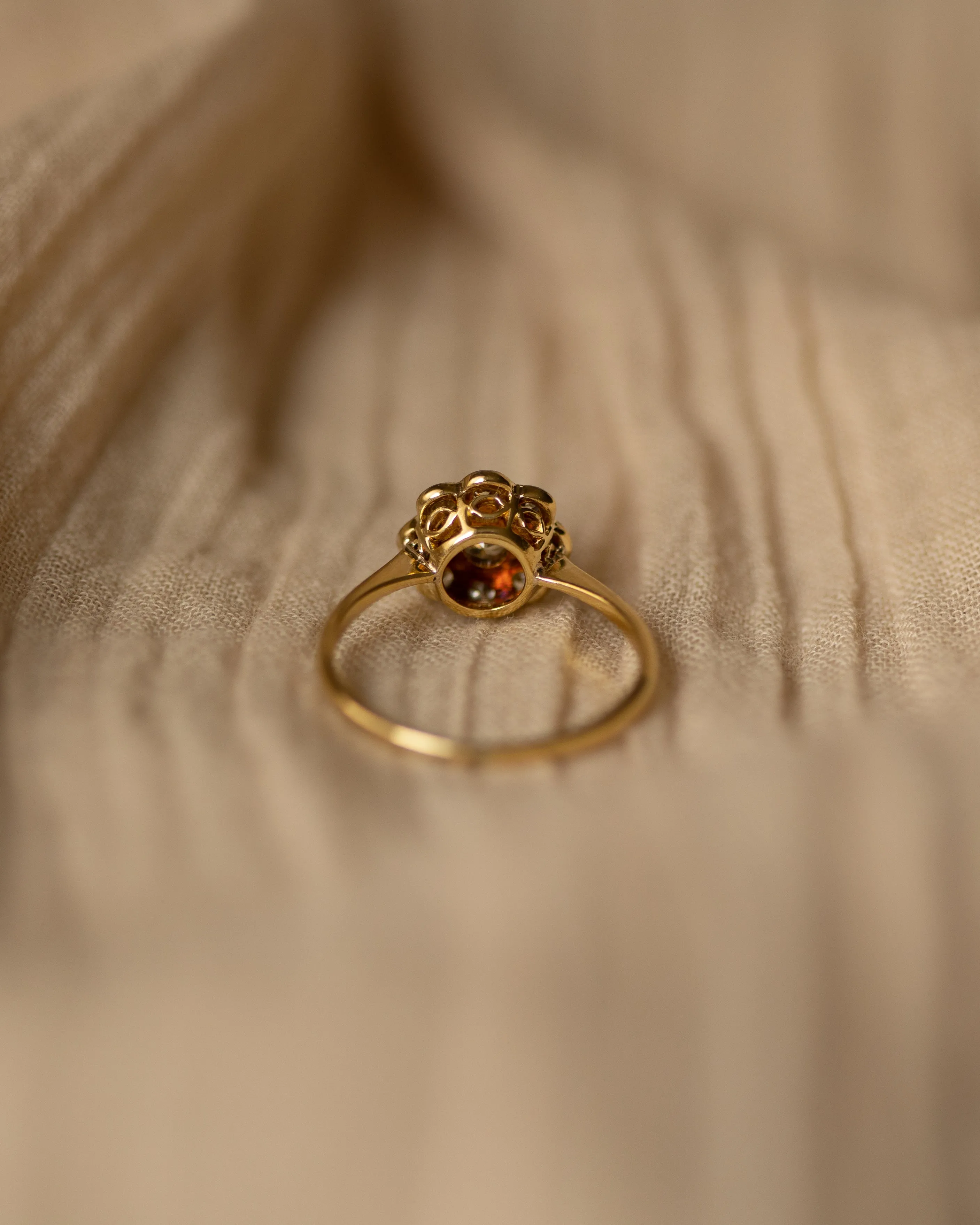 Olivia Antique 18ct Gold Diamond Daisy Cluster Ring sold by Rock n Rose product image thumbnail 5