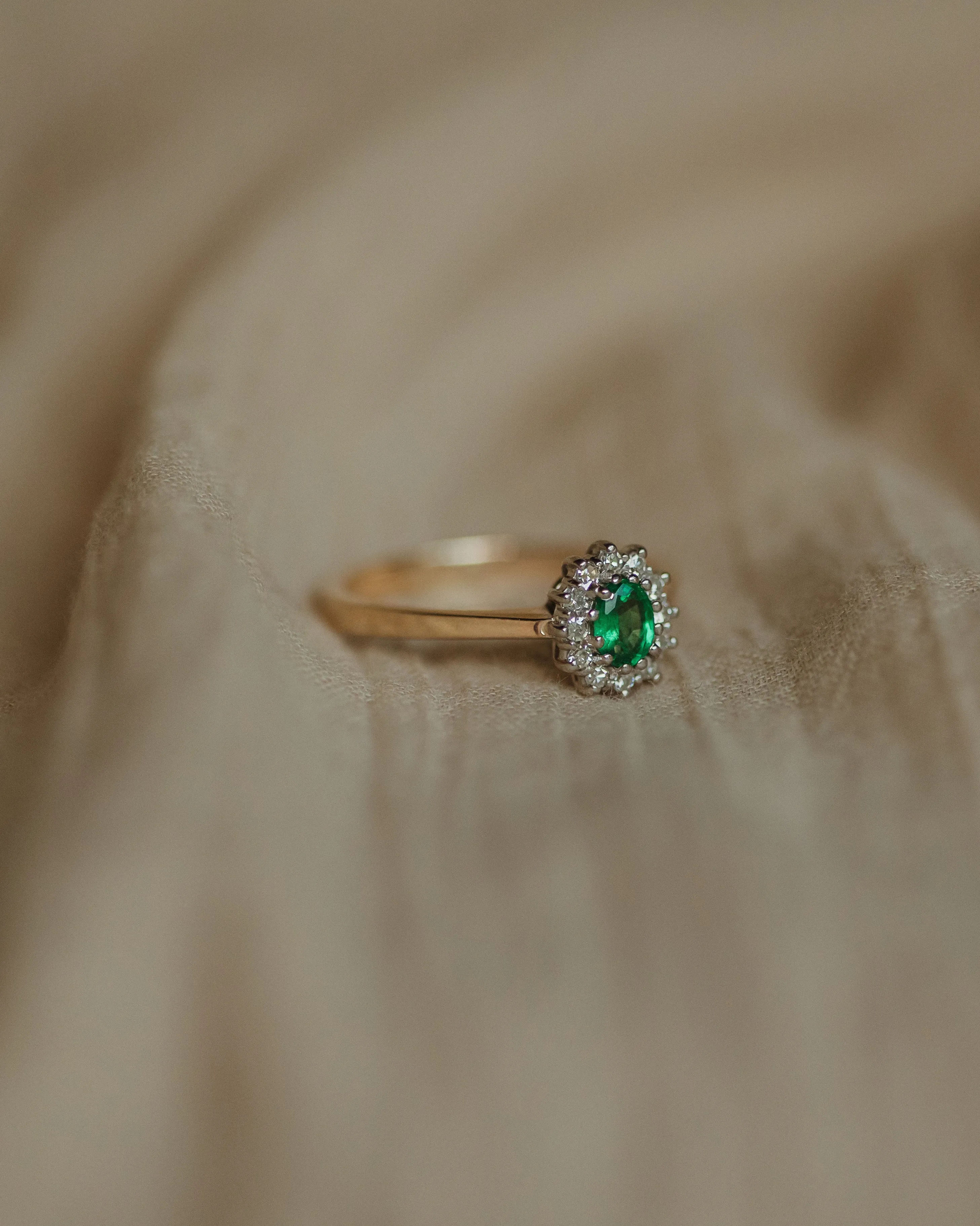 Nancy Vintage 9ct Gold Emerald & Diamond Cluster Ring sold by Rock n Rose product image thumbnail 4