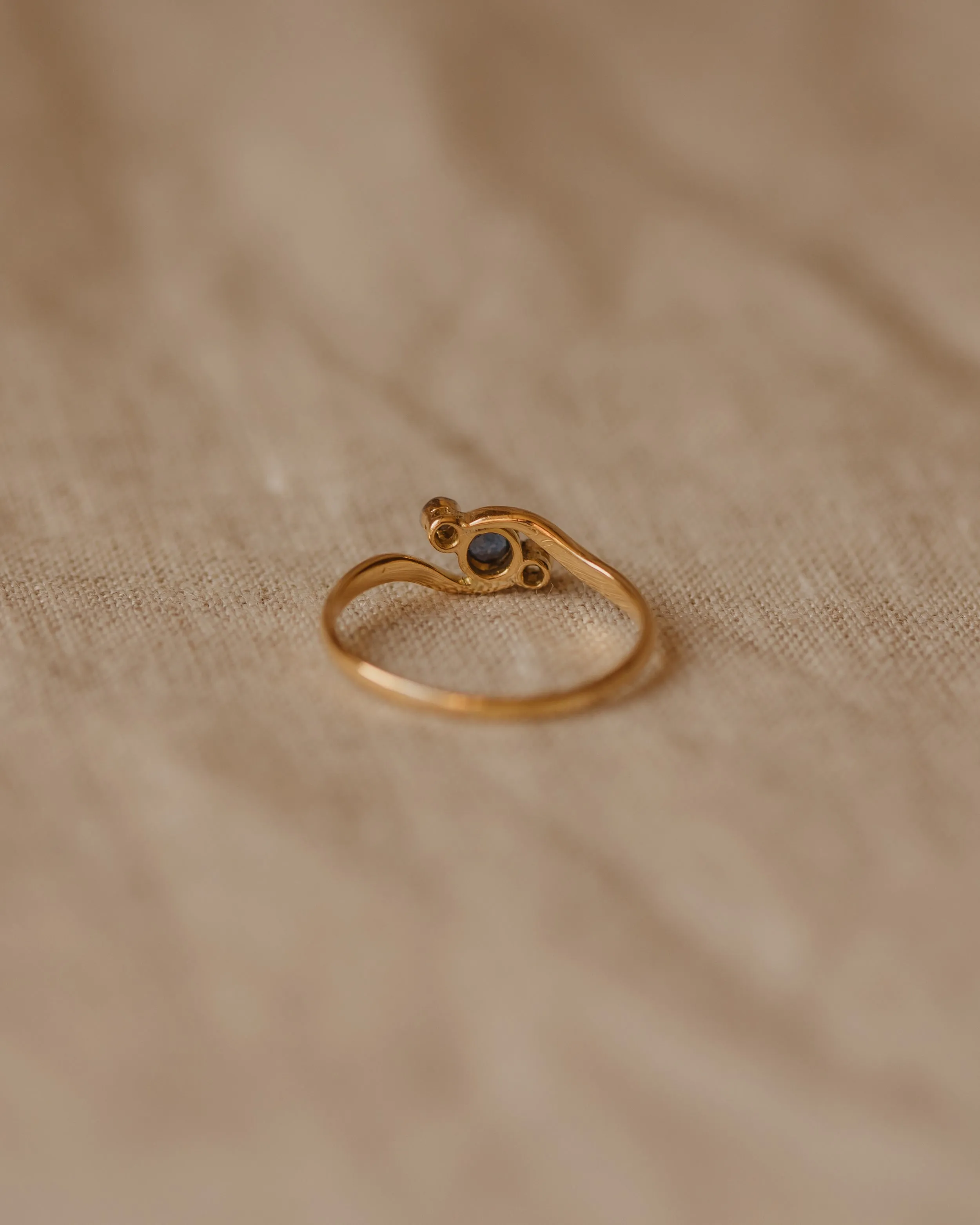 Mable Antique 18ct Gold Sapphire & Diamond Crossover Ring sold by Rock n Rose product image thumbnail 4