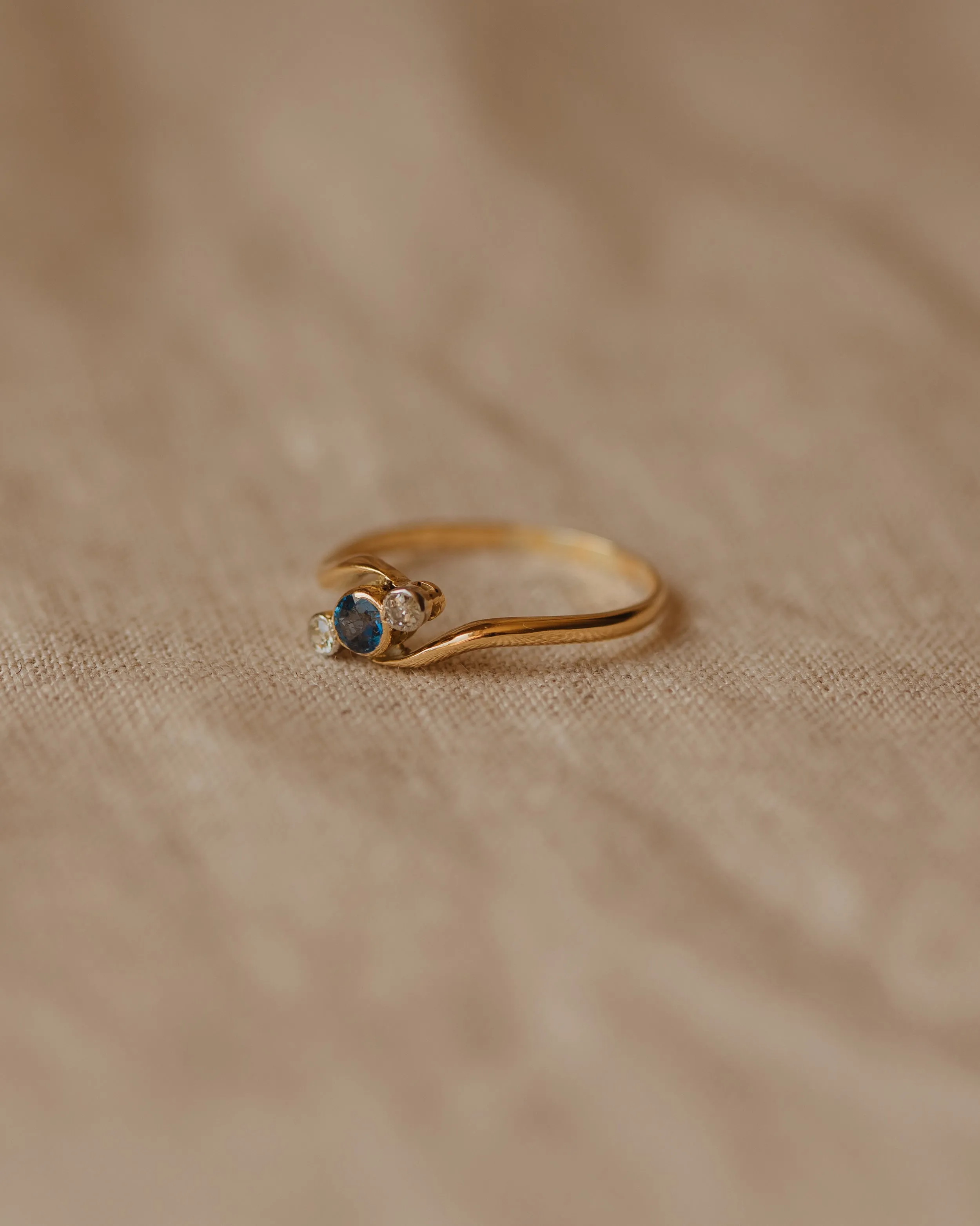 Mable Antique 18ct Gold Sapphire & Diamond Crossover Ring sold by Rock n Rose product image thumbnail 3