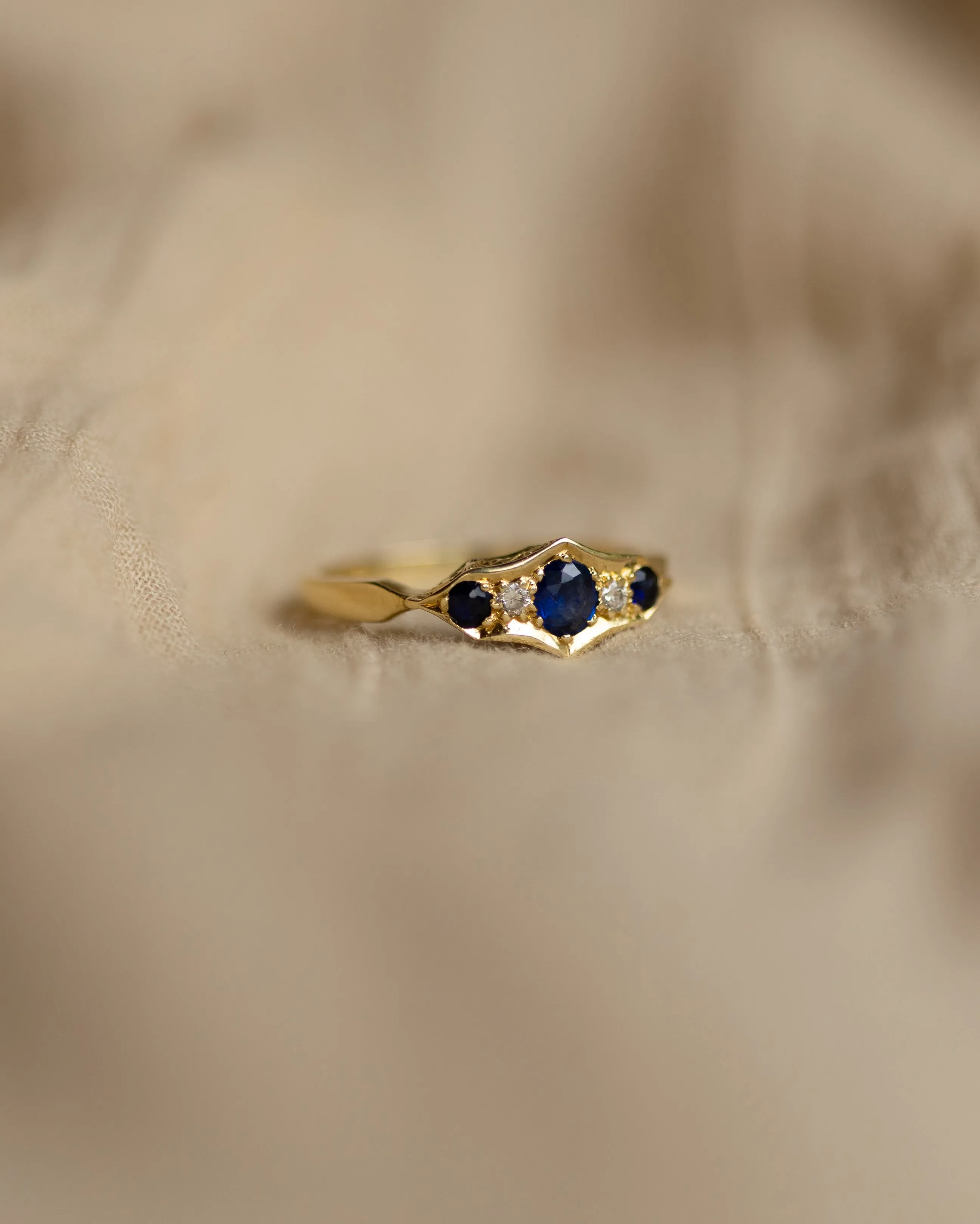 Harriette 1982 Vintage 18ct Gold Sapphire & Diamond Ring sold by Rock n Rose product image thumbnail 4