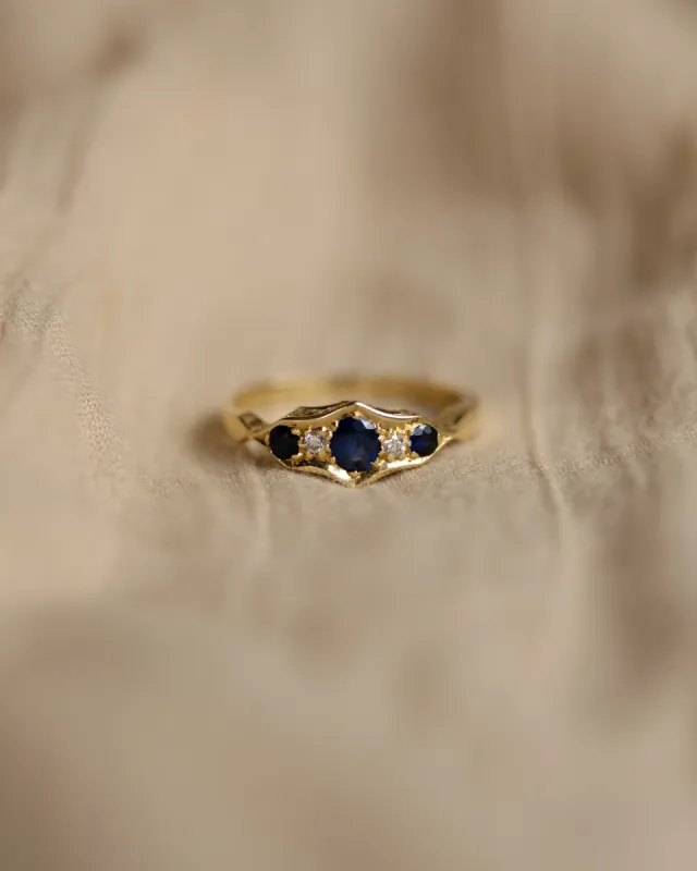 Harriette 1982 Vintage 18ct Gold Sapphire & Diamond Ring sold by Rock n Rose