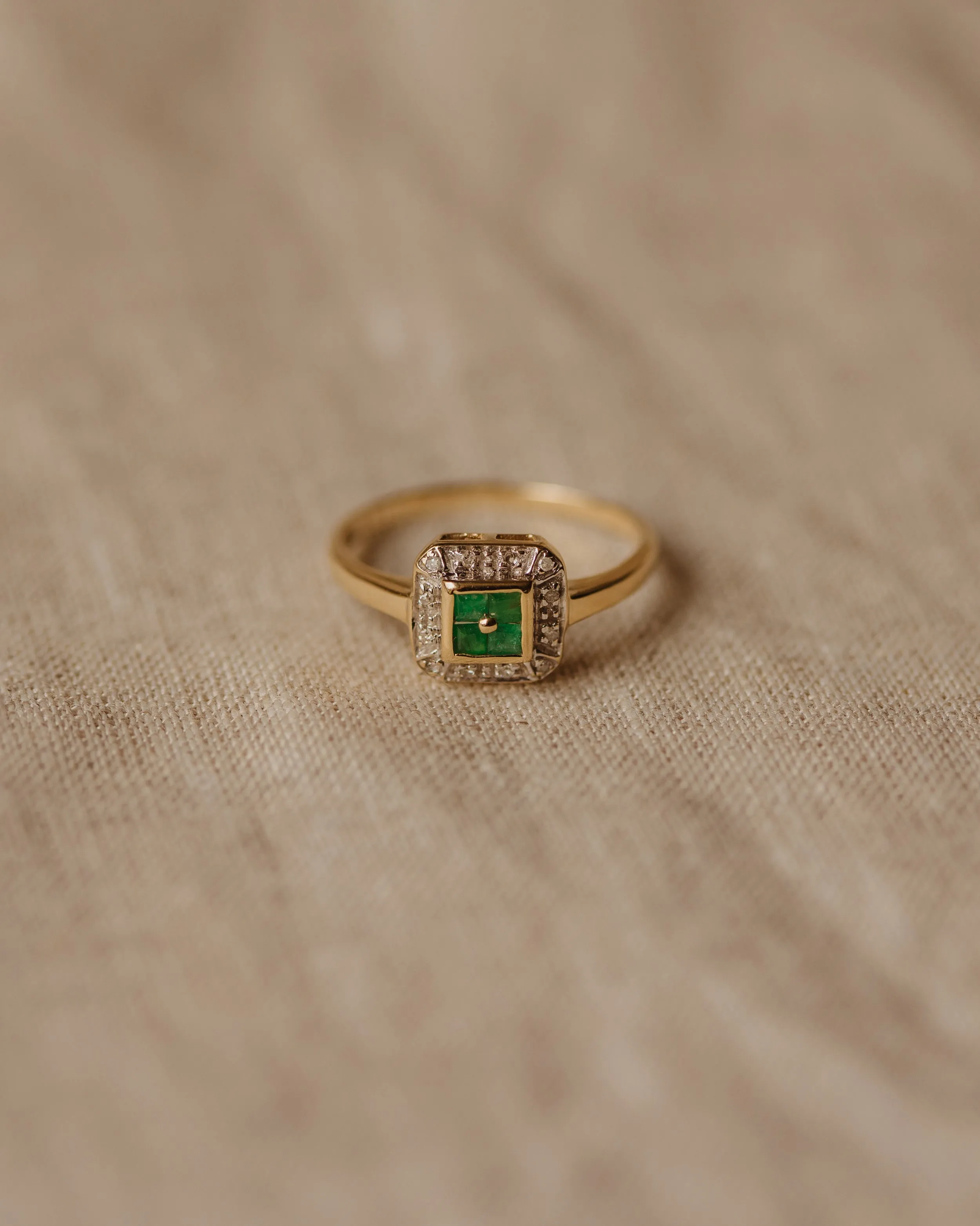 Grace Vintage 9ct Gold Emerald & Diamond Ring sold by Rock n Rose product image thumbnail 2