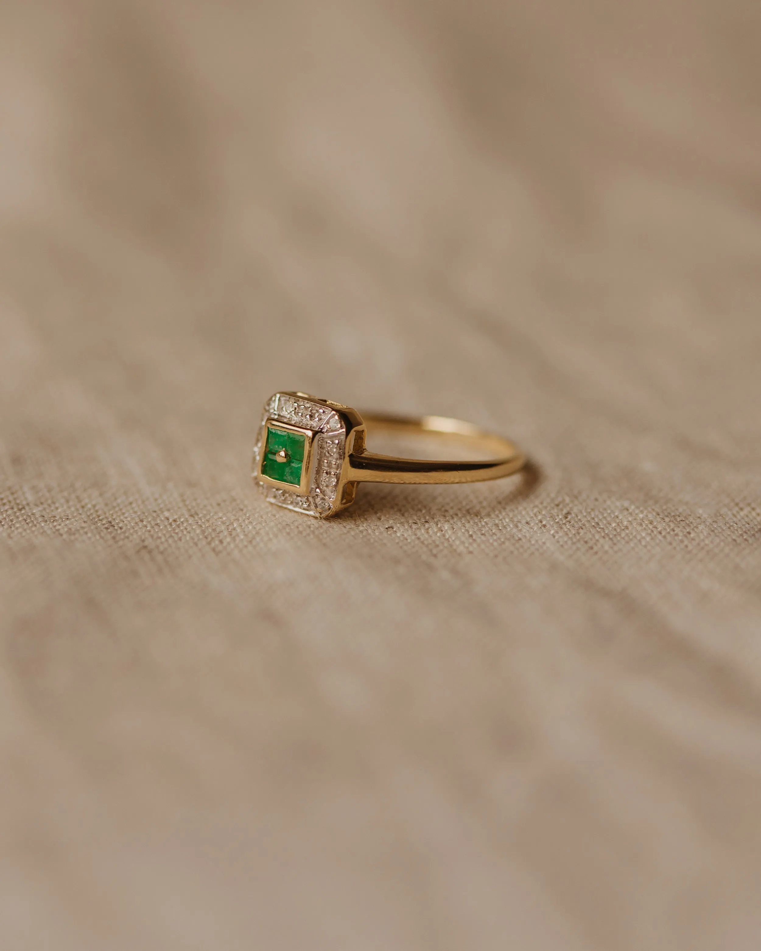 Grace Vintage 9ct Gold Emerald & Diamond Ring sold by Rock n Rose product image thumbnail 4
