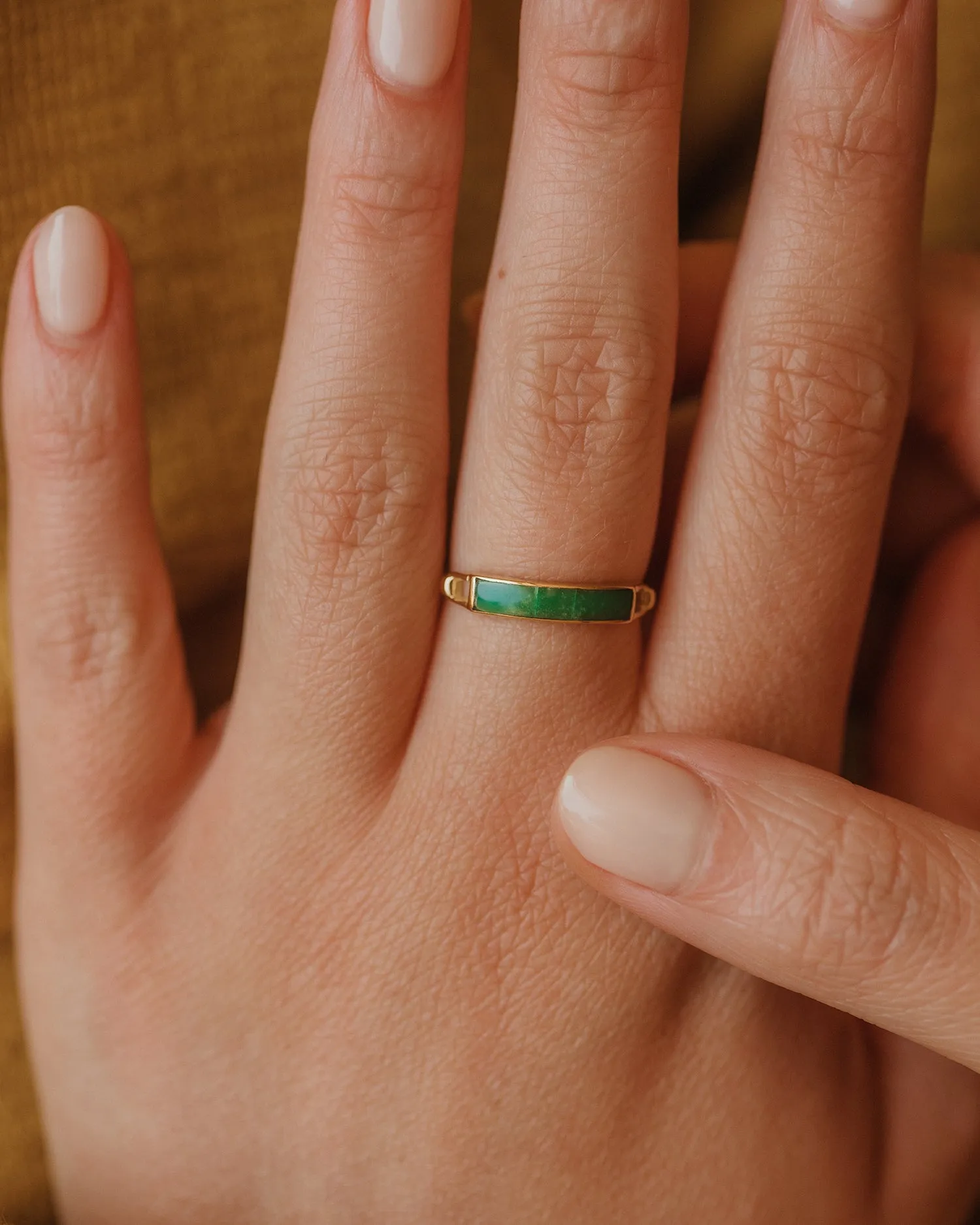 Patience Vintage 18ct Gold Jade Band Ring sold by Rock n Rose product image thumbnail 2