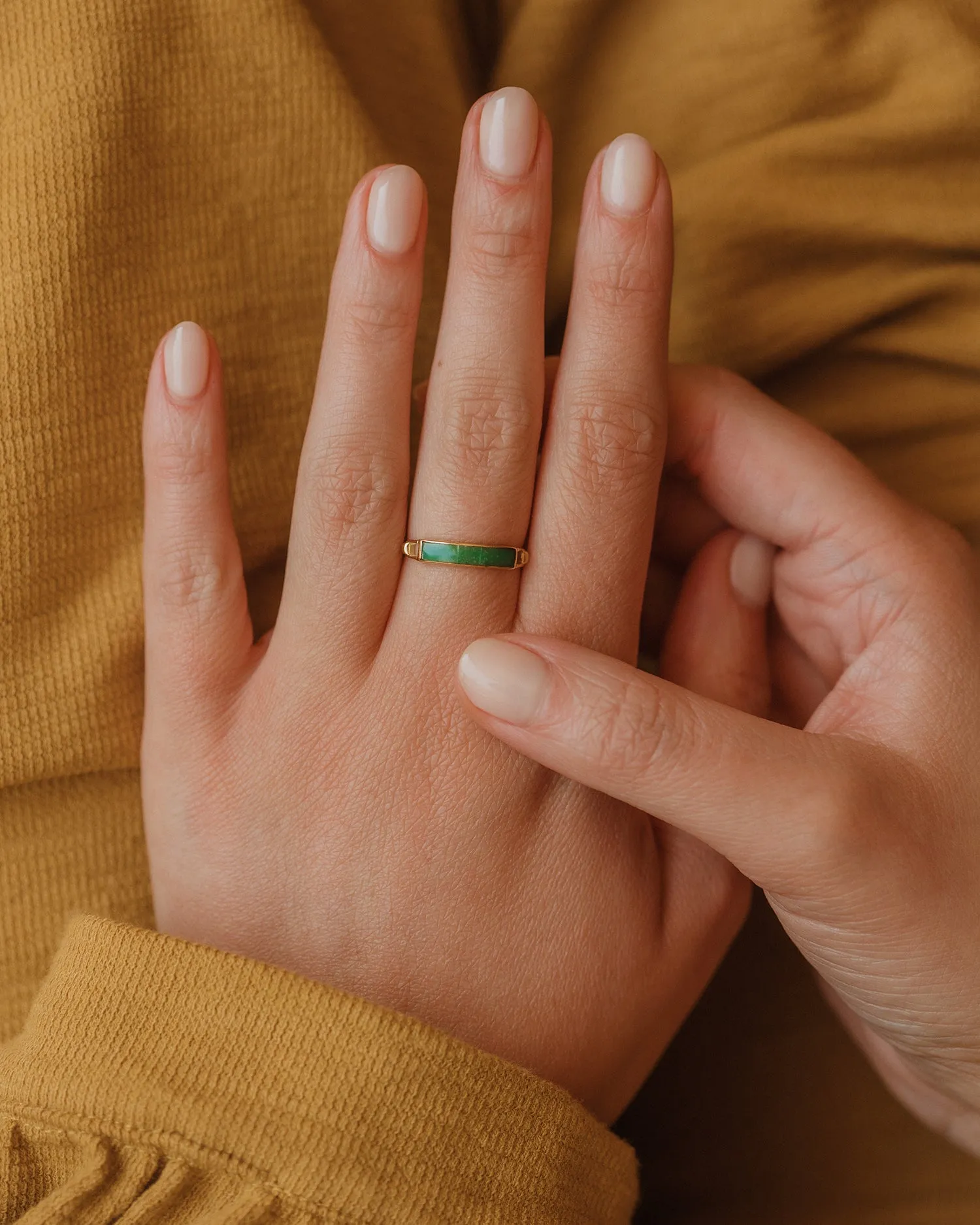Patience Vintage 18ct Gold Jade Band Ring sold by Rock n Rose product image thumbnail 5