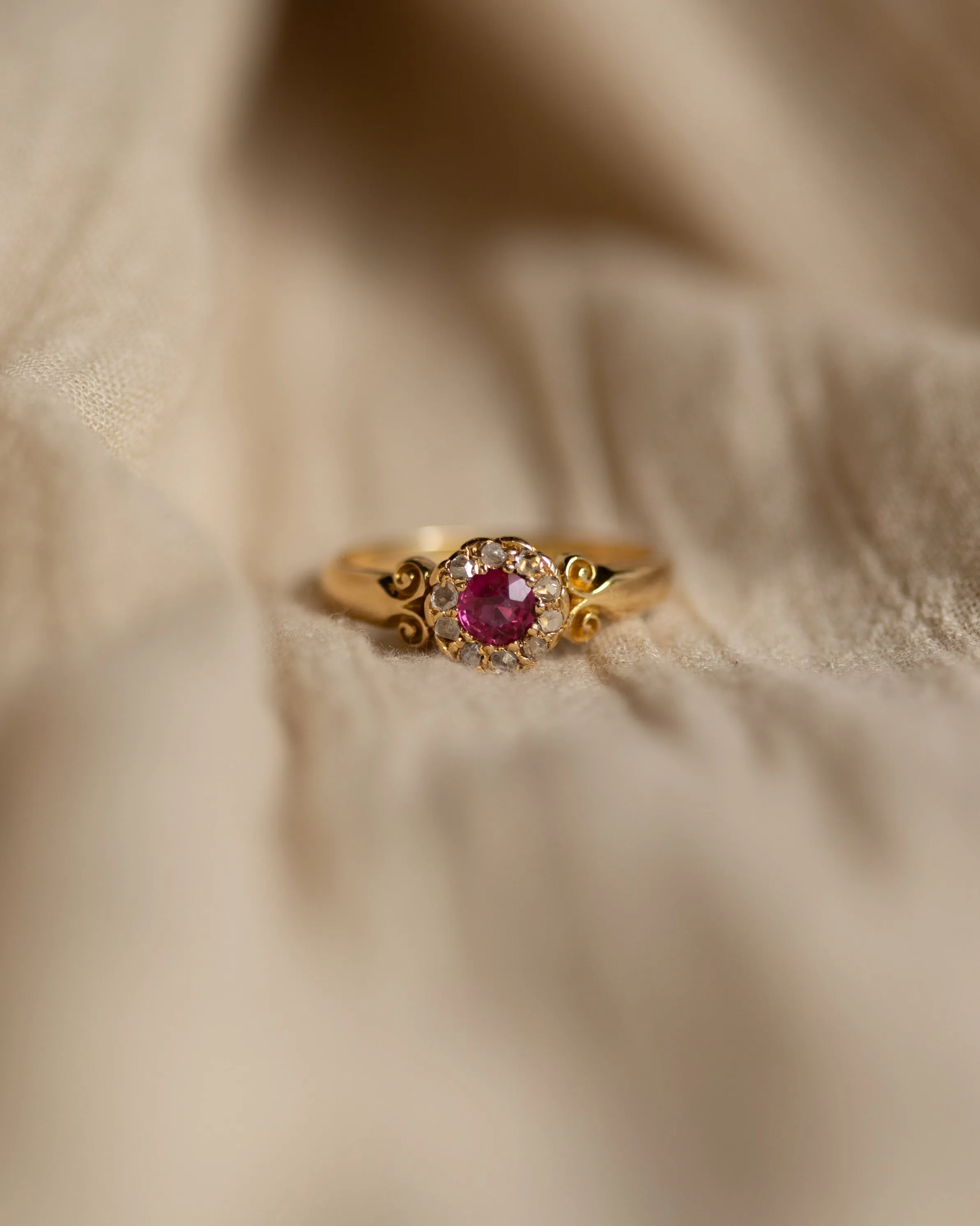 Penelope Antique 18ct Gold Ruby & Diamond Cluster Ring sold by Rock n Rose product image thumbnail 3