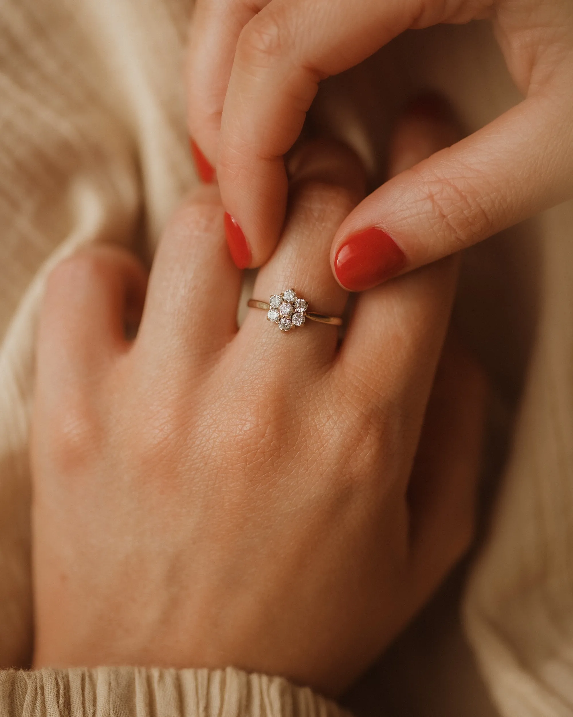 Inez 1981 9ct Gold CZ Cluster Ring sold by Rock n Rose