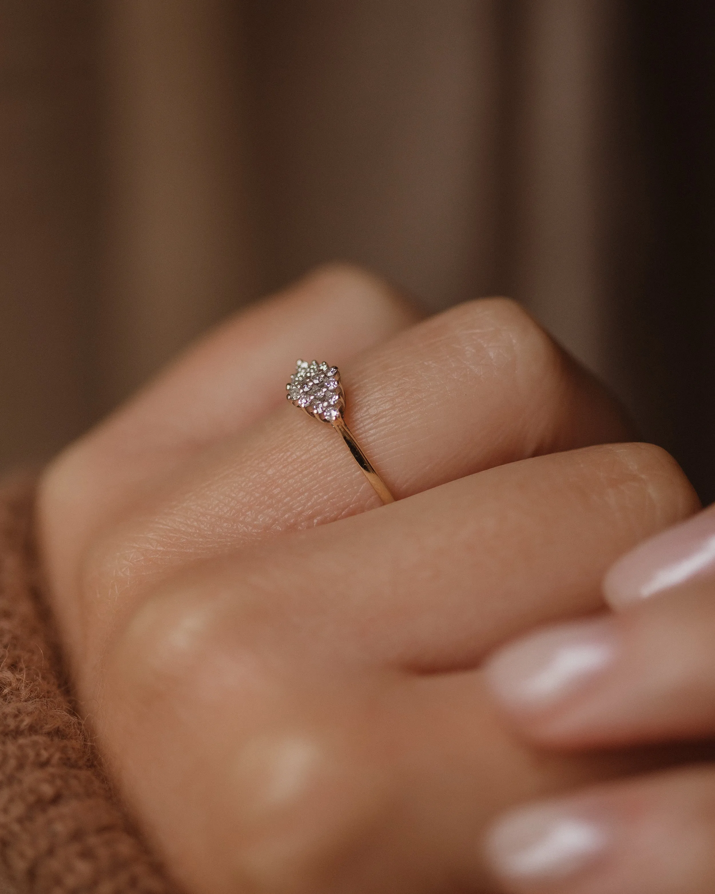 Nettie 1989 Vintage 9ct Gold Diamond Cluster Ring sold by Rock n Rose product image thumbnail 2