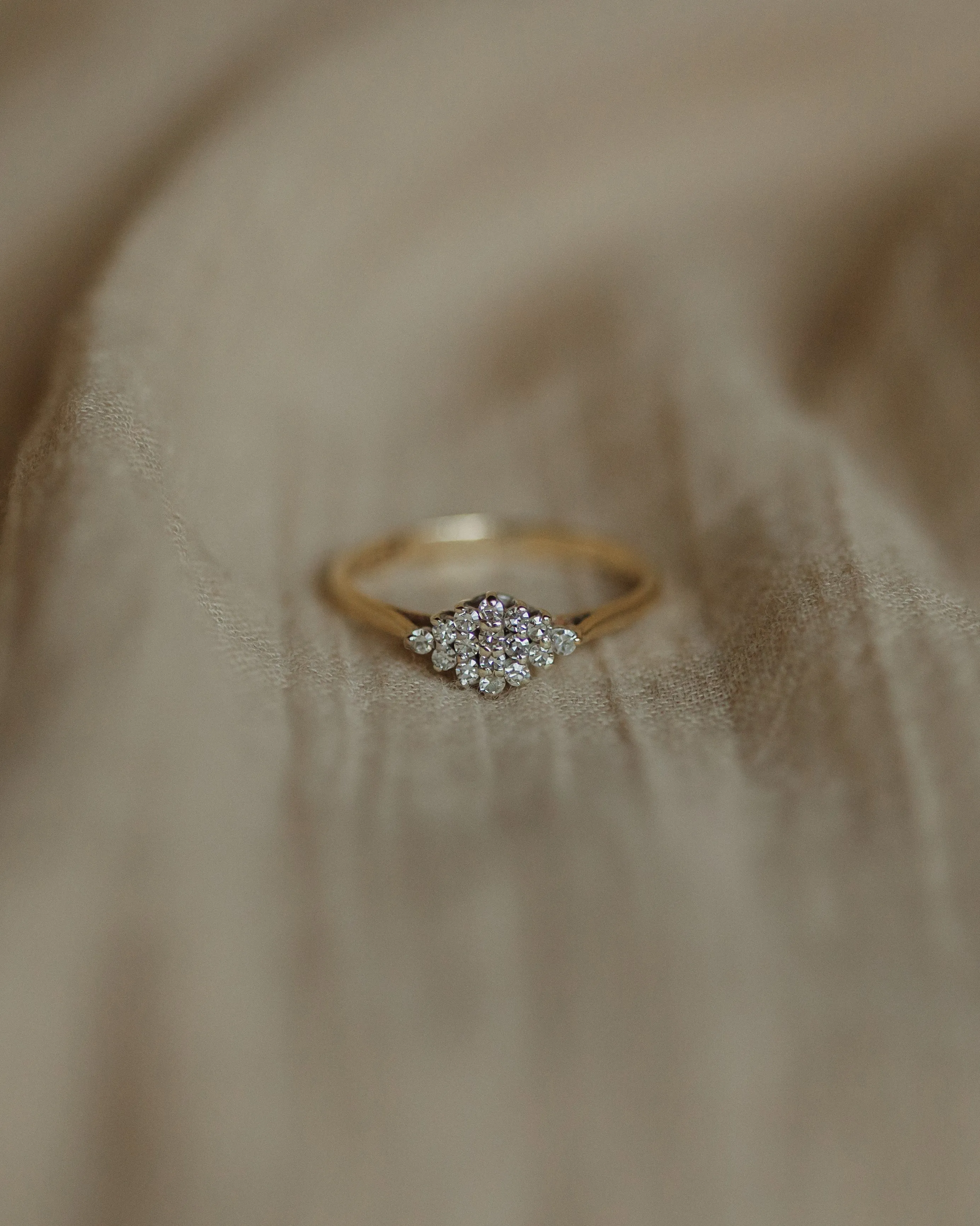 Nettie 1989 Vintage 9ct Gold Diamond Cluster Ring sold by Rock n Rose product image thumbnail 3