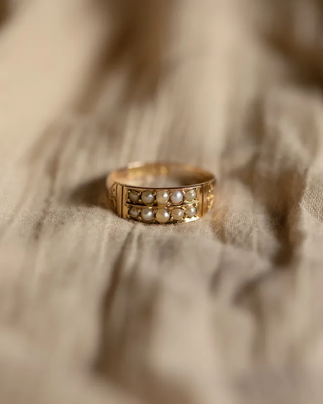 Lillian 1898 Antique 15ct Gold Double Row Pearl Ring sold by Rock n Rose