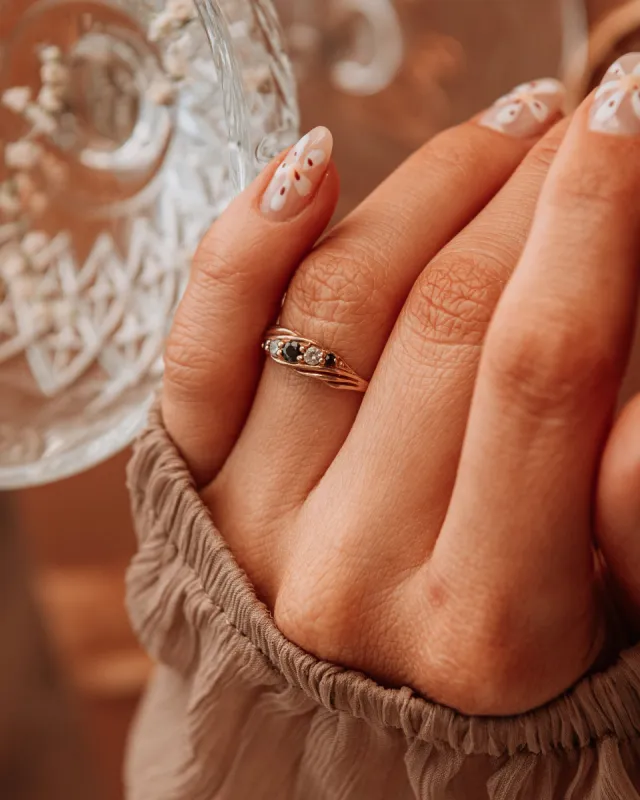 Ivy 9ct Gold Vintage Sapphire Swirl Ring sold by Rock n Rose