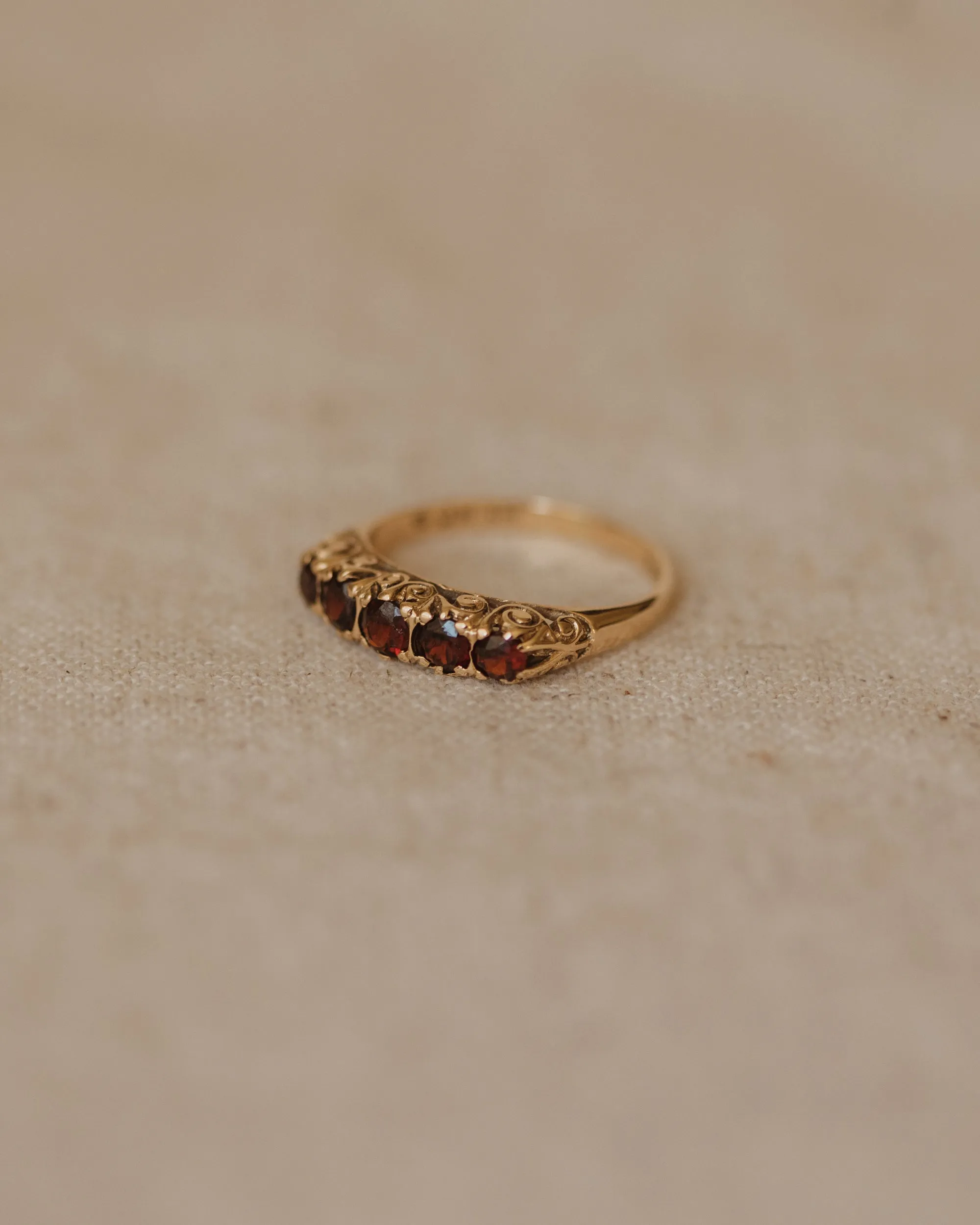Genevieve Vintage 9ct Gold Garnet Five Stone Ring sold by Rock n Rose product image thumbnail 4