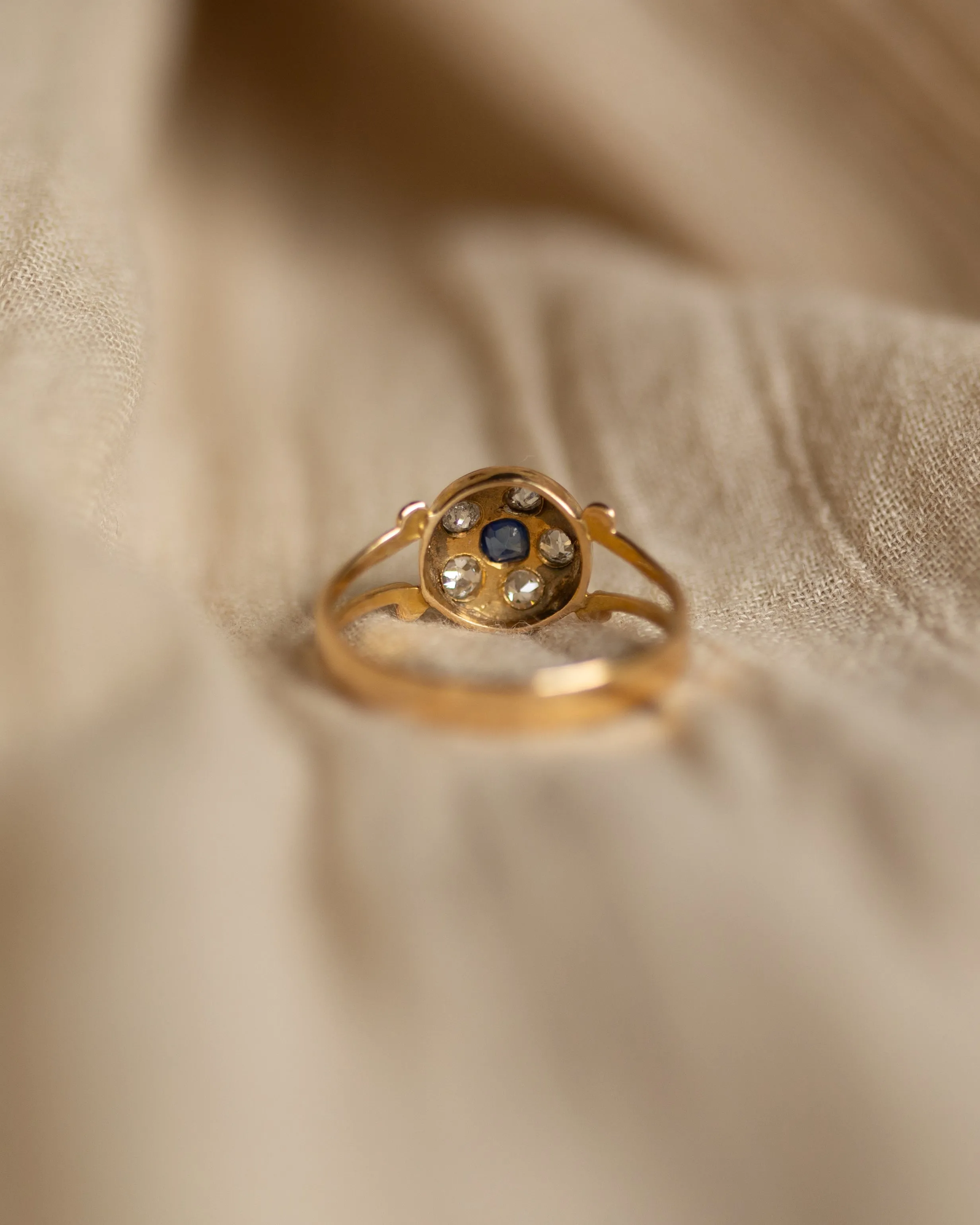 Bronte Antique 18ct Gold Sapphire & Diamond Star Cluster Ring sold by Rock n Rose product image thumbnail 5