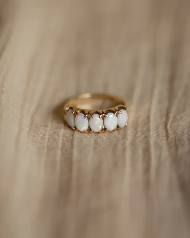 Gladys 1977 Vintage 9ct Gold Five Stone Opal Ring sold by Rock n Rose