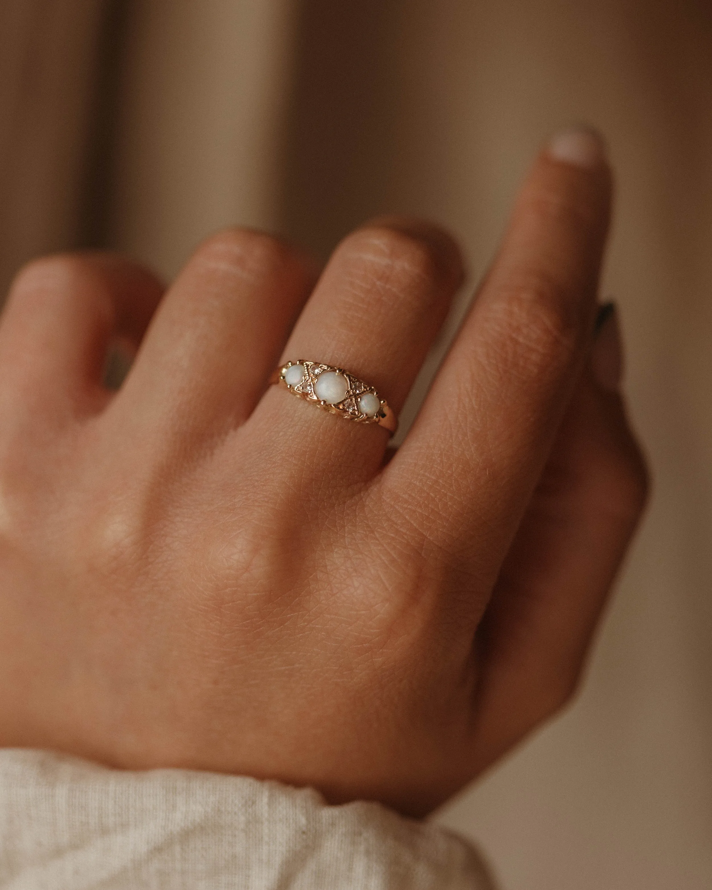 Phoebe 1985 9ct Gold Opal Trilogy Ring sold by Rock n Rose product image thumbnail 3