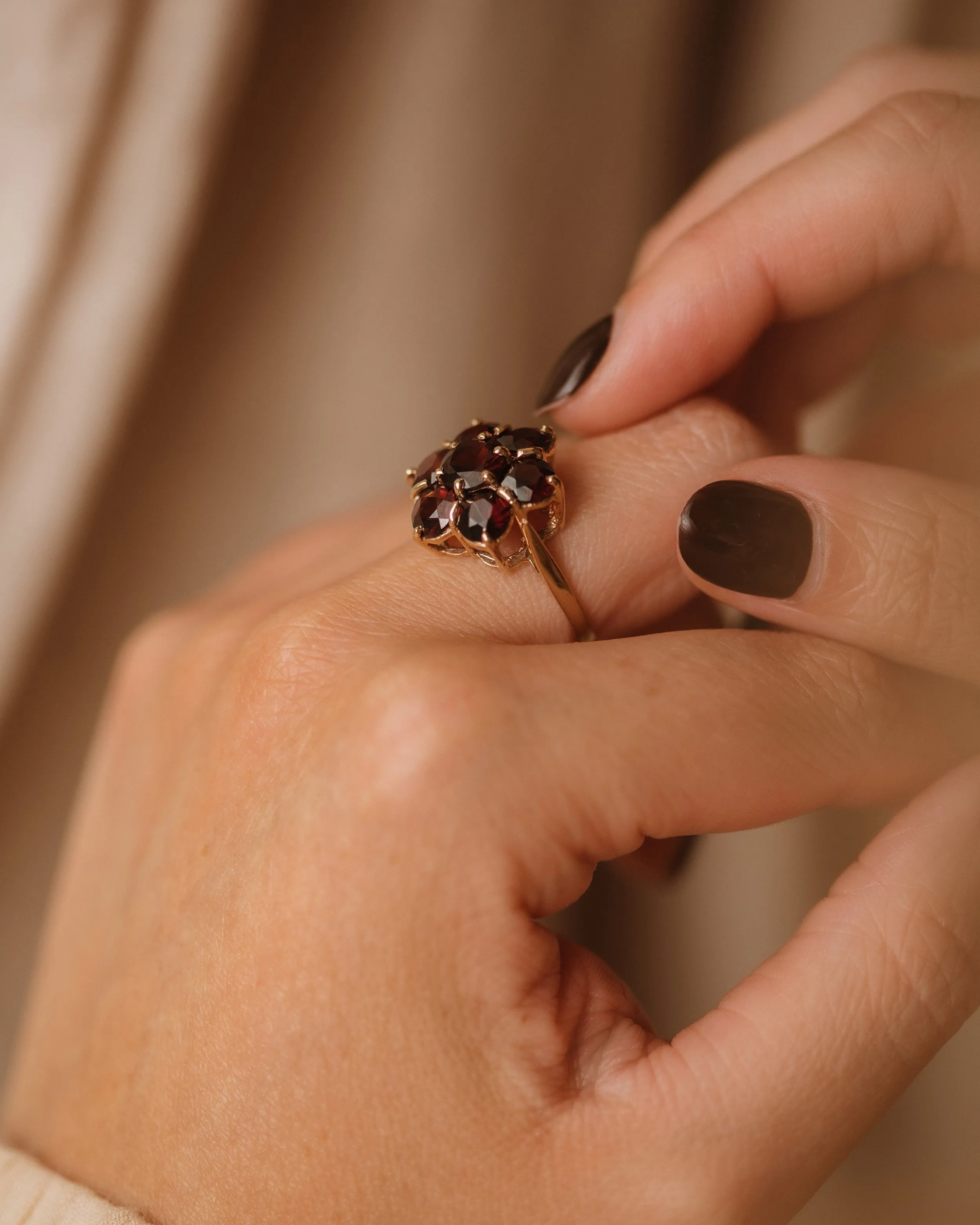 Temperance 1982 9ct Gold Garnet Cluster Ring sold by Rock n Rose product image thumbnail 4