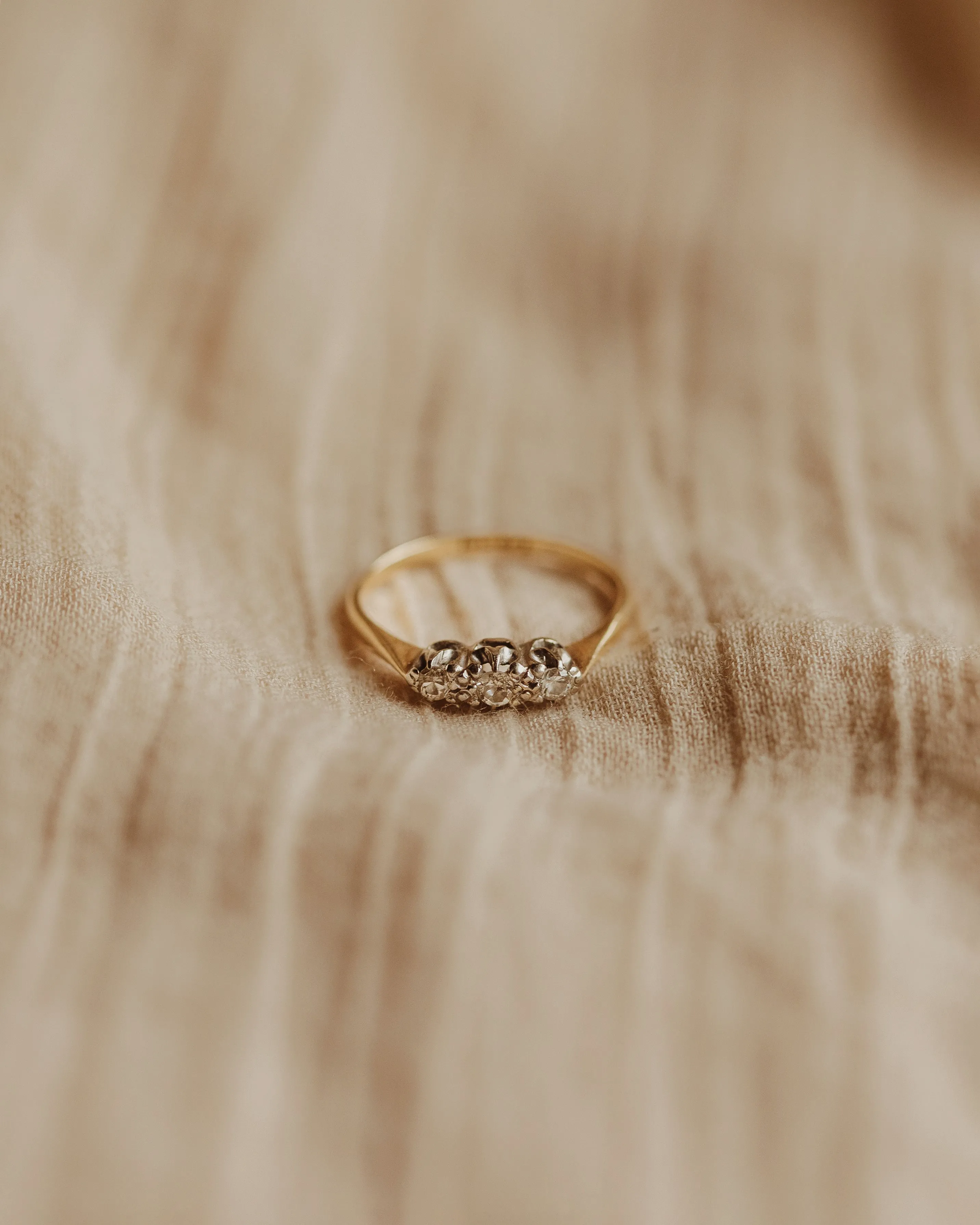 Peggy 18ct Gold Diamond Trilogy Ring sold by Rock n Rose