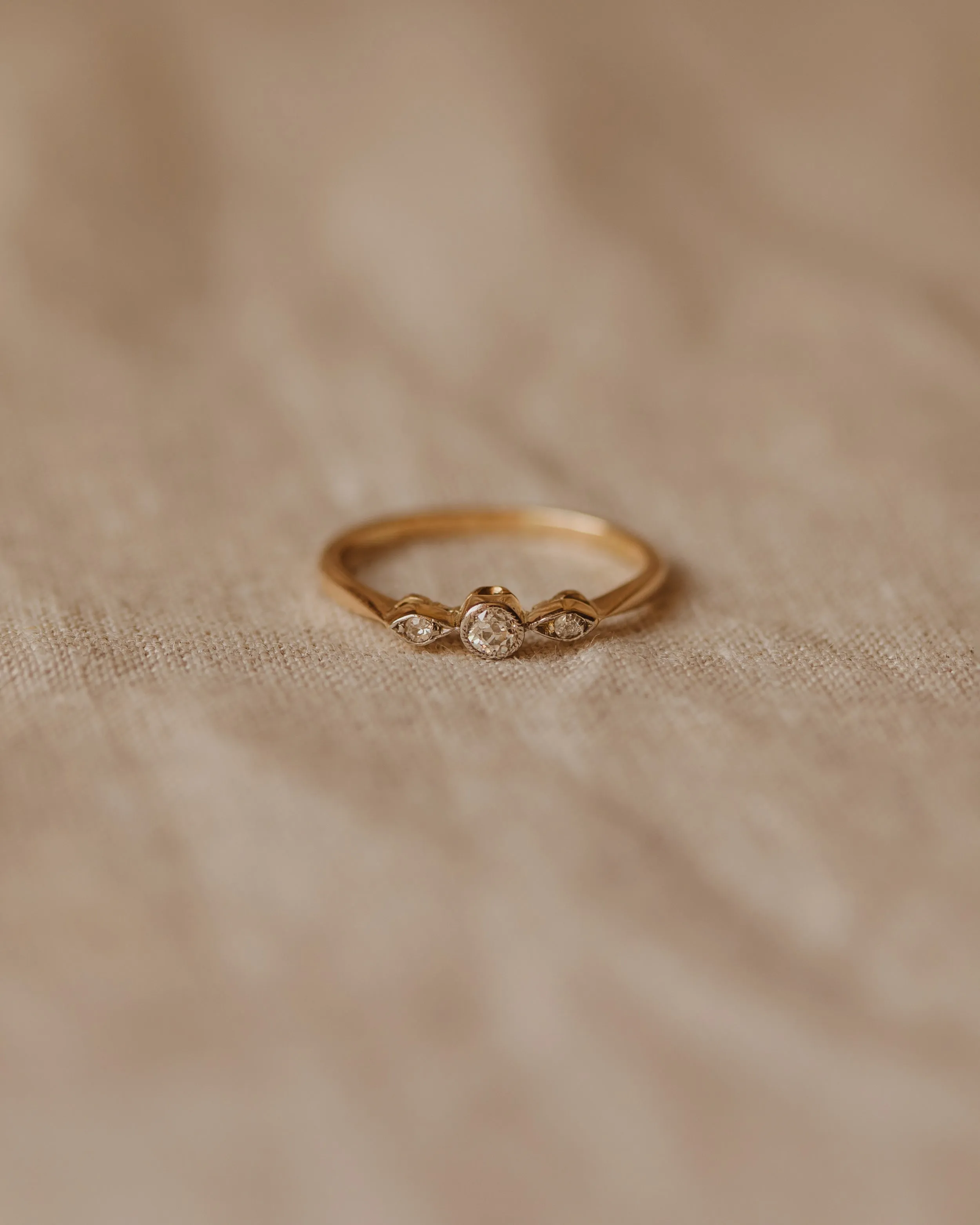 Patience Antique 18ct Gold Diamond Trilogy Ring sold by Rock n Rose product image thumbnail 5