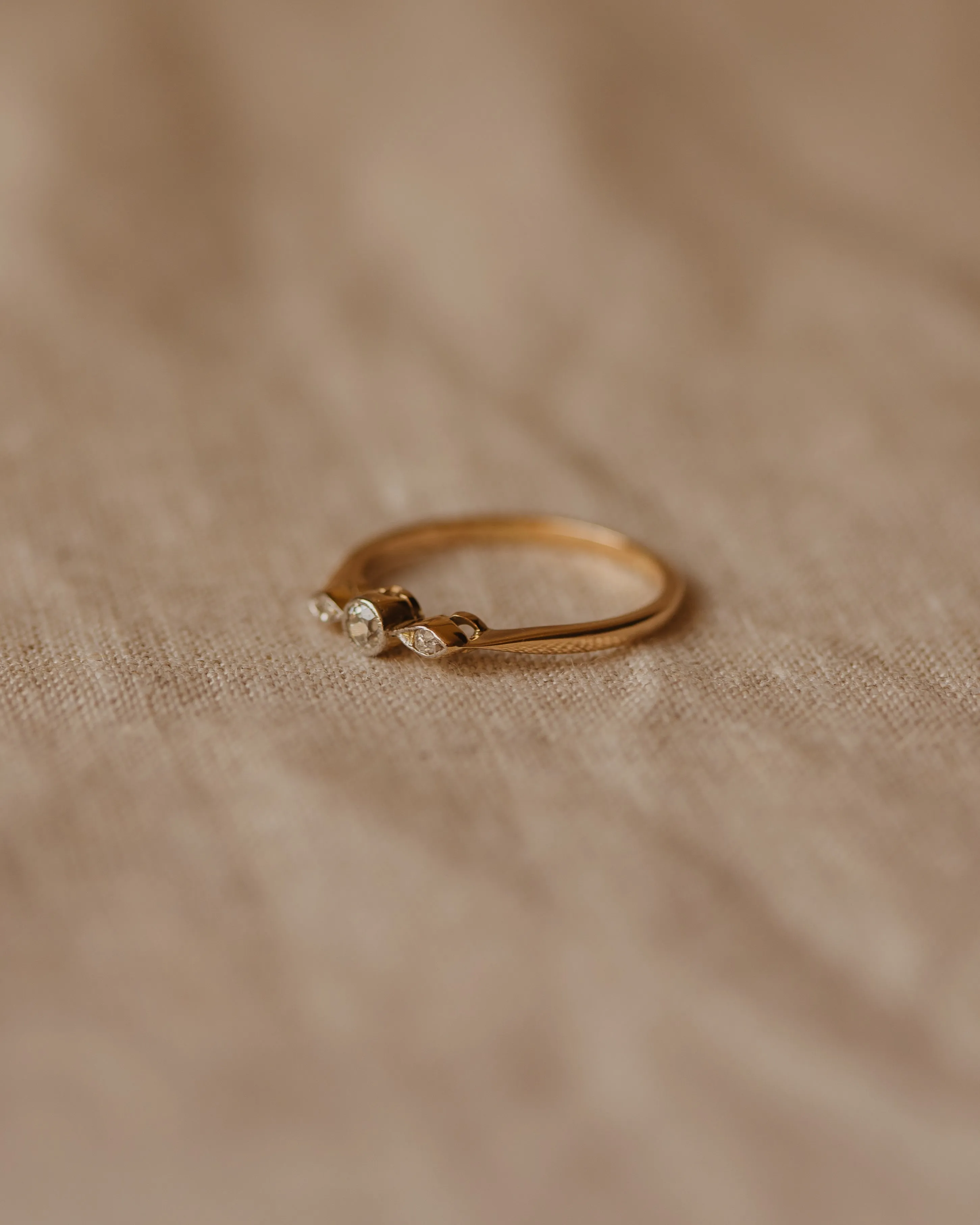 Patience Antique 18ct Gold Diamond Trilogy Ring sold by Rock n Rose product image thumbnail 4