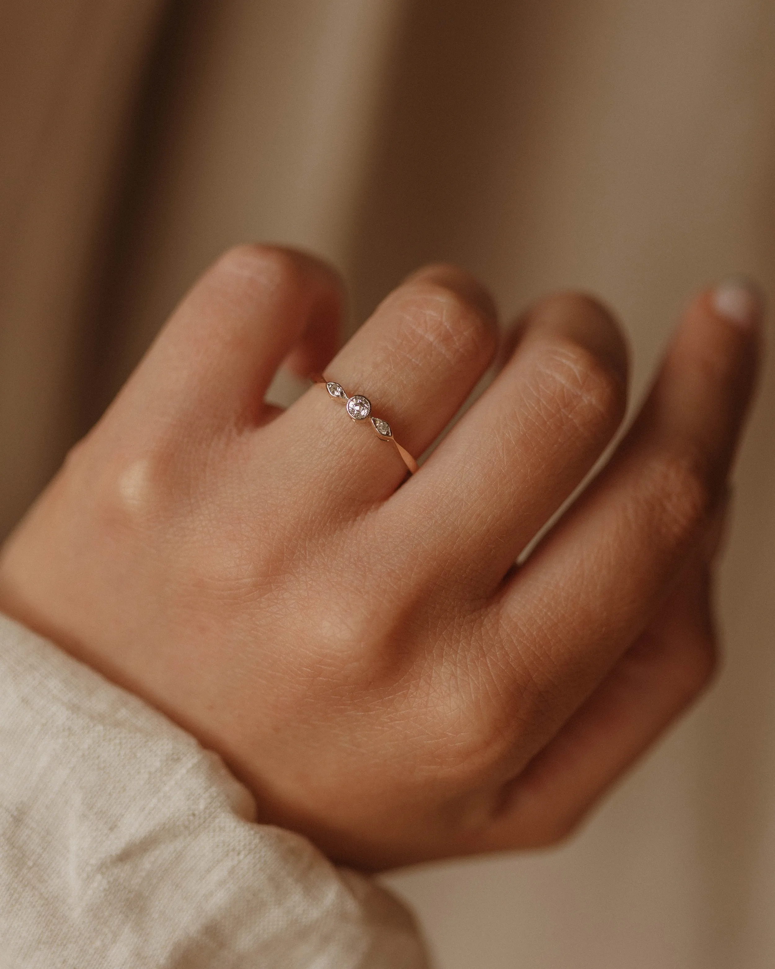 Patience Antique 18ct Gold Diamond Trilogy Ring sold by Rock n Rose product image thumbnail 3