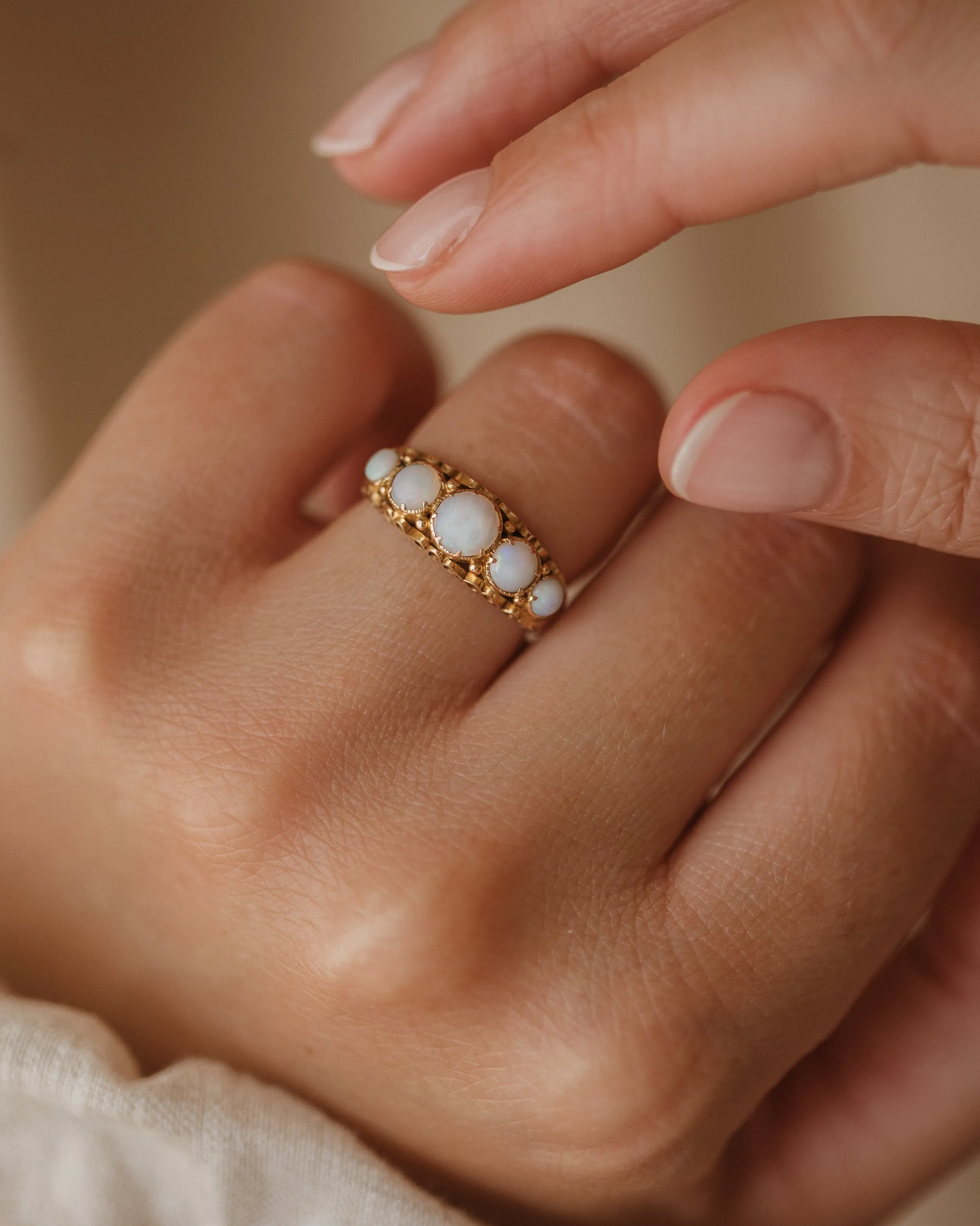 Adeline Vintage 18ct Gold Opal Five Stone Ring sold by Rock n Rose product image thumbnail 2